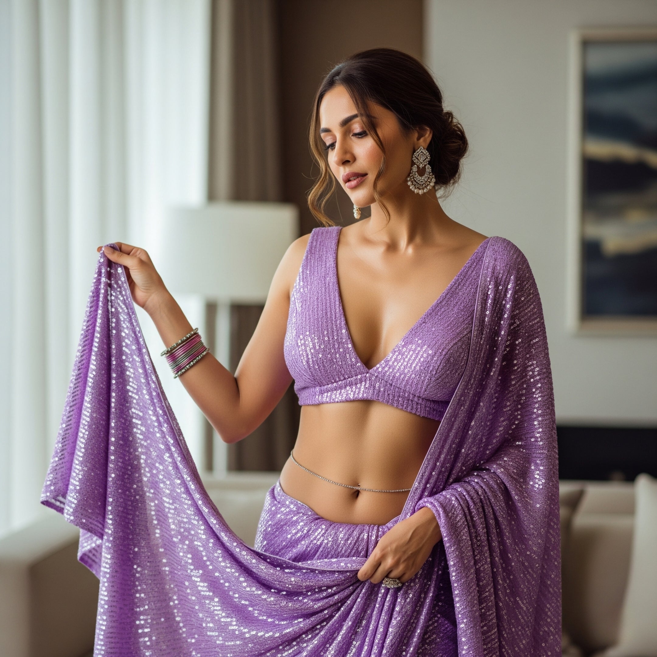 Twilight Tease Sequin After Dark Saree