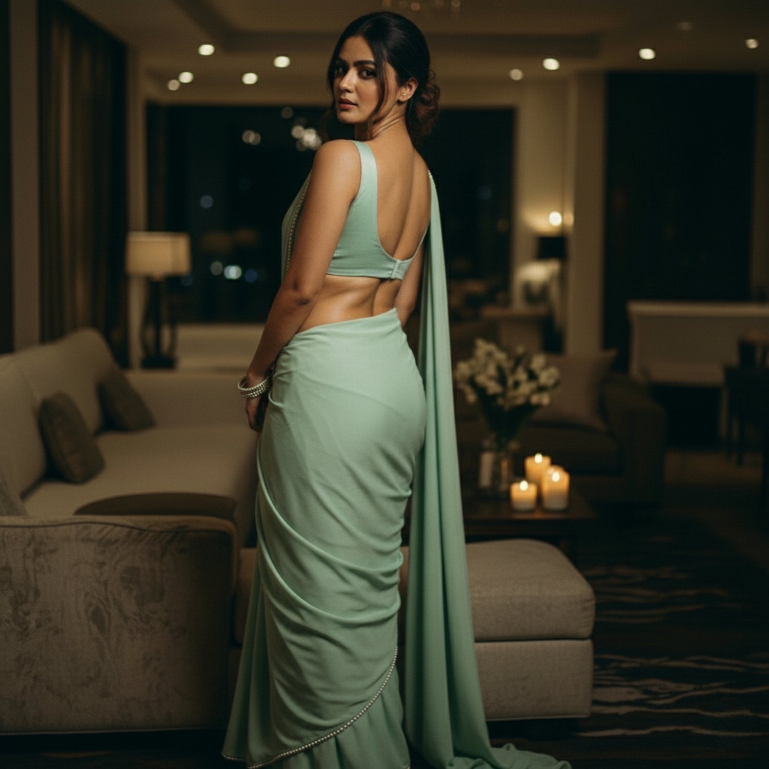 Ethereal Pearl After Dark Saree