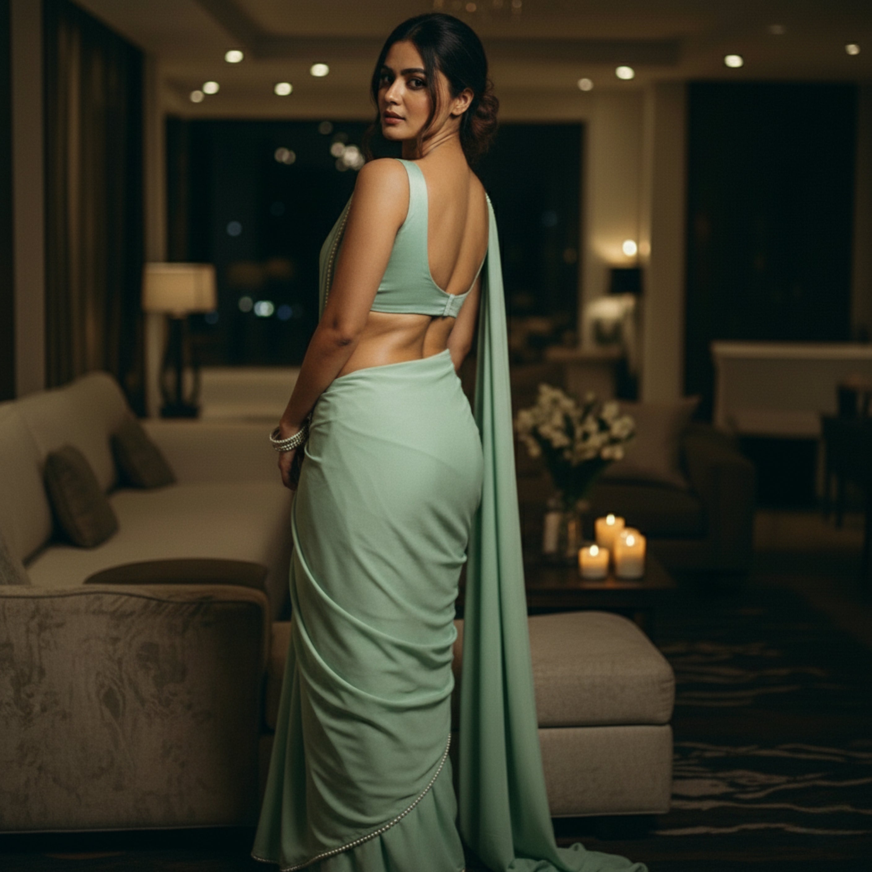 Ethereal Pearl After Dark Saree