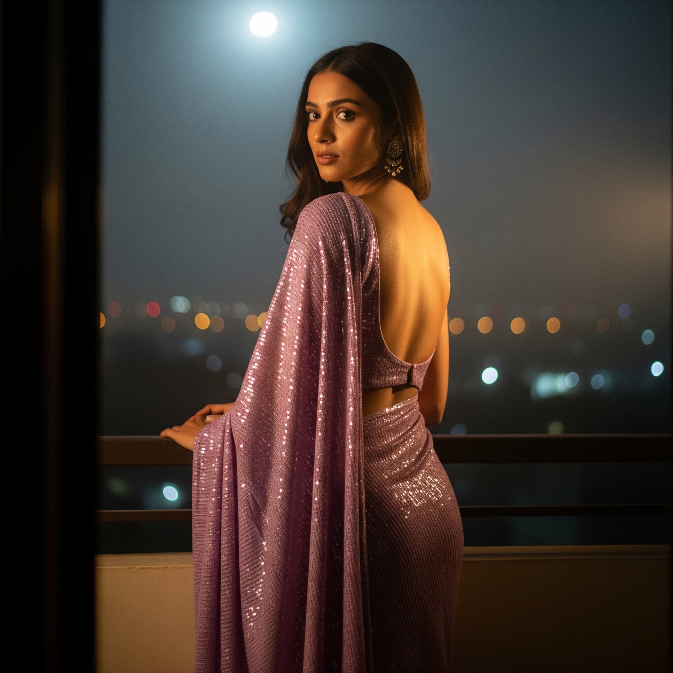 Twilight Tease Sequin After Dark Saree