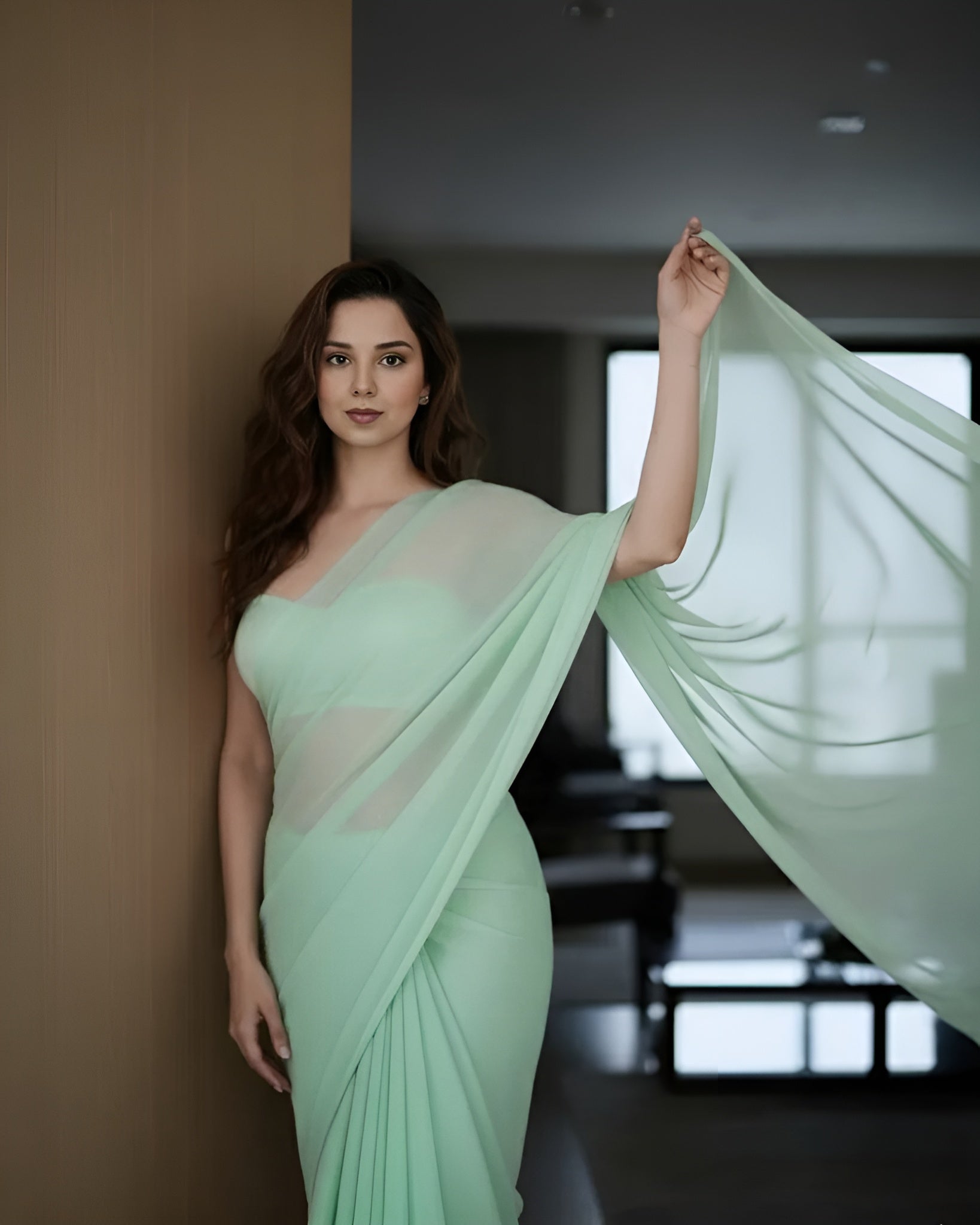 Celestial Mist Chiffon Saree