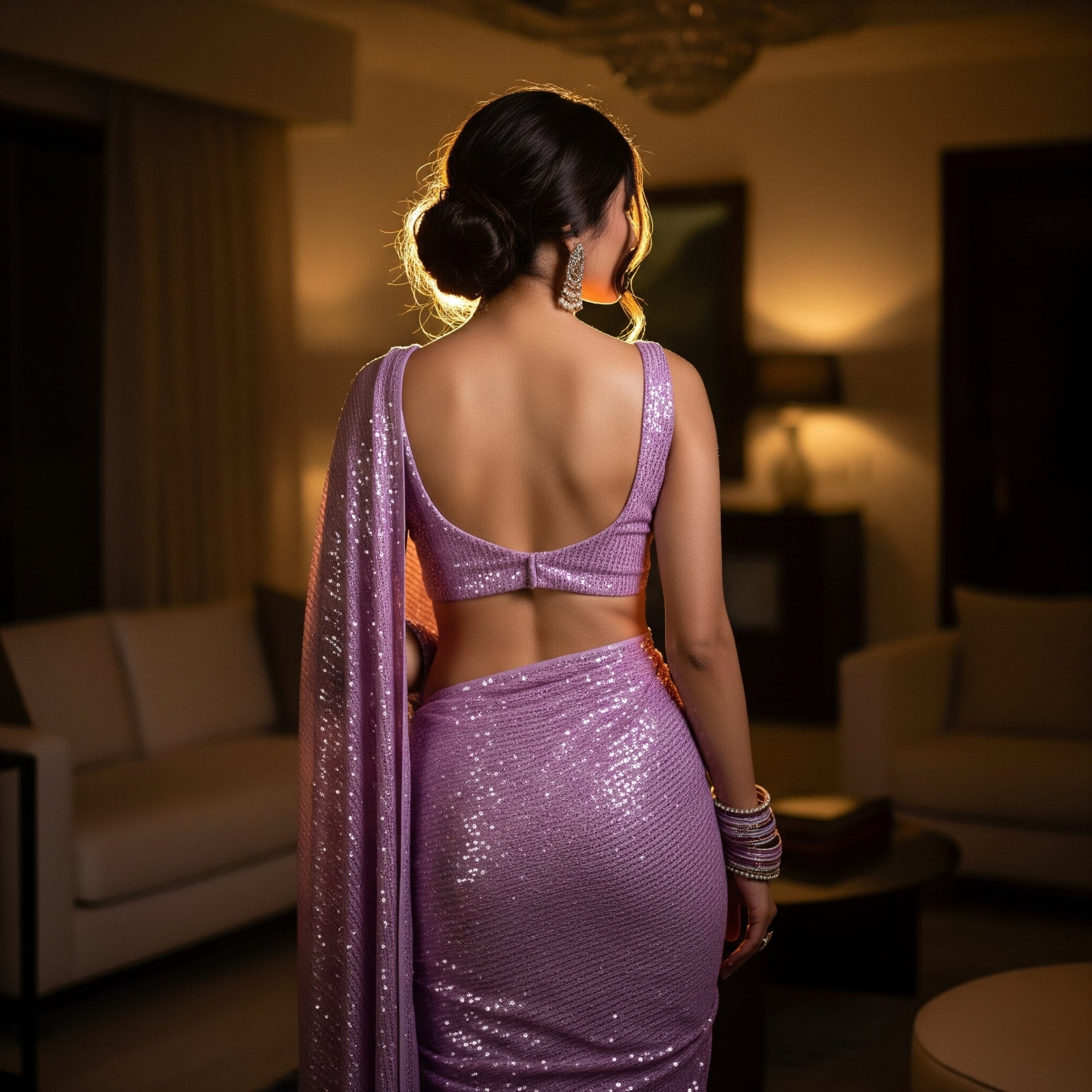 Twilight Tease Sequin After Dark Saree