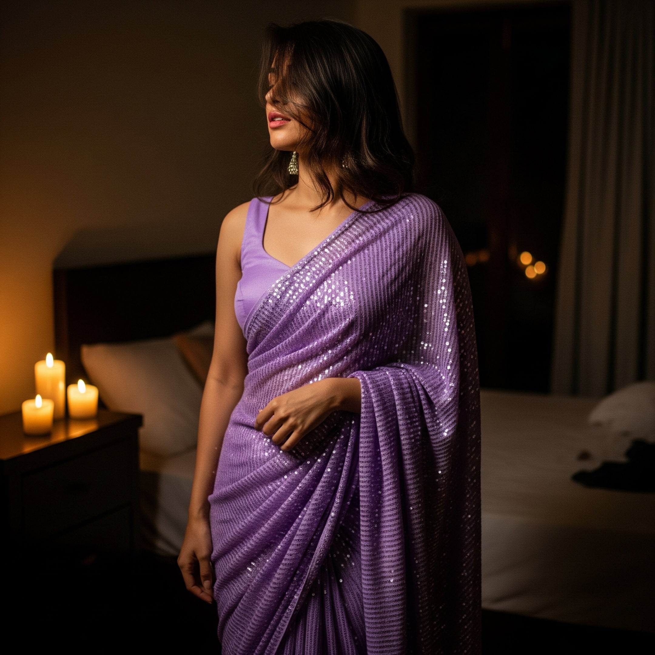 Twilight Tease Sequin After Dark Saree