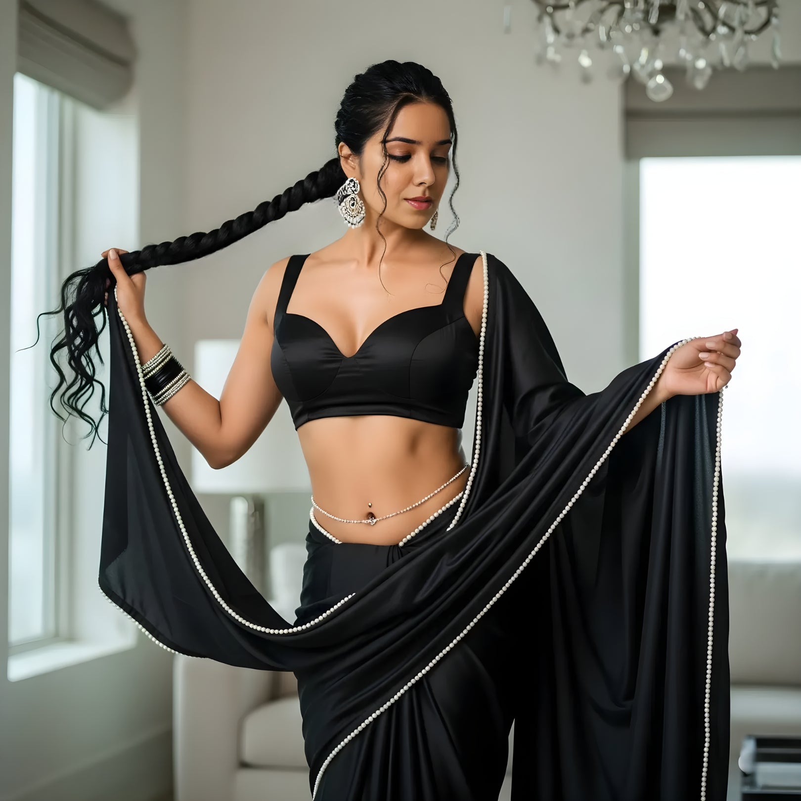 Midnight Pearl After Dark Saree