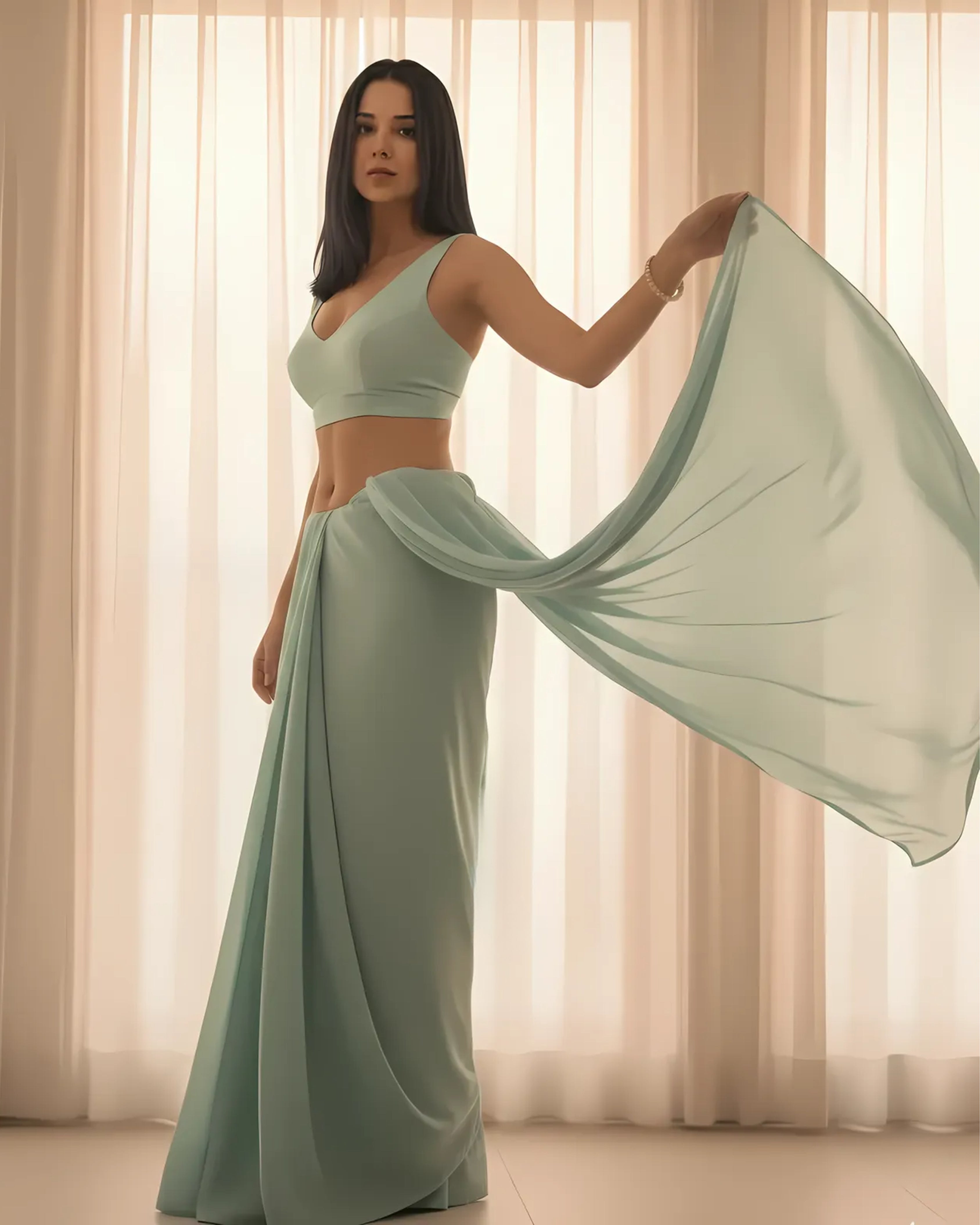 Celestial Mist Chiffon Saree