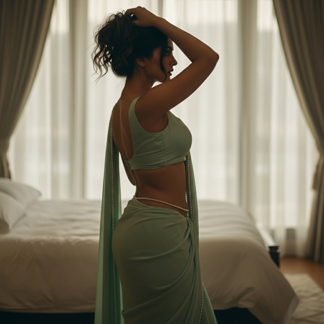 Ethereal Pearl After Dark Saree