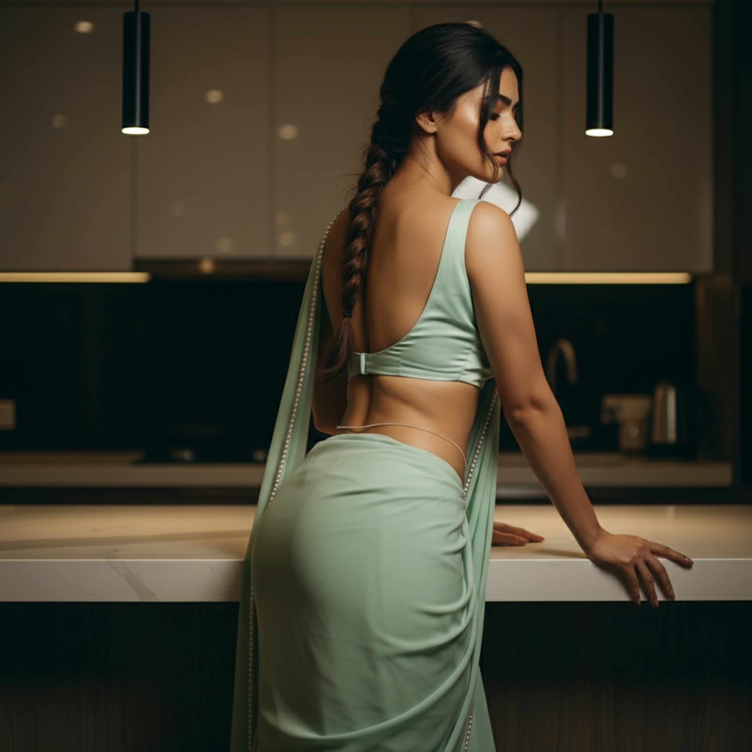 Ethereal Pearl After Dark Saree