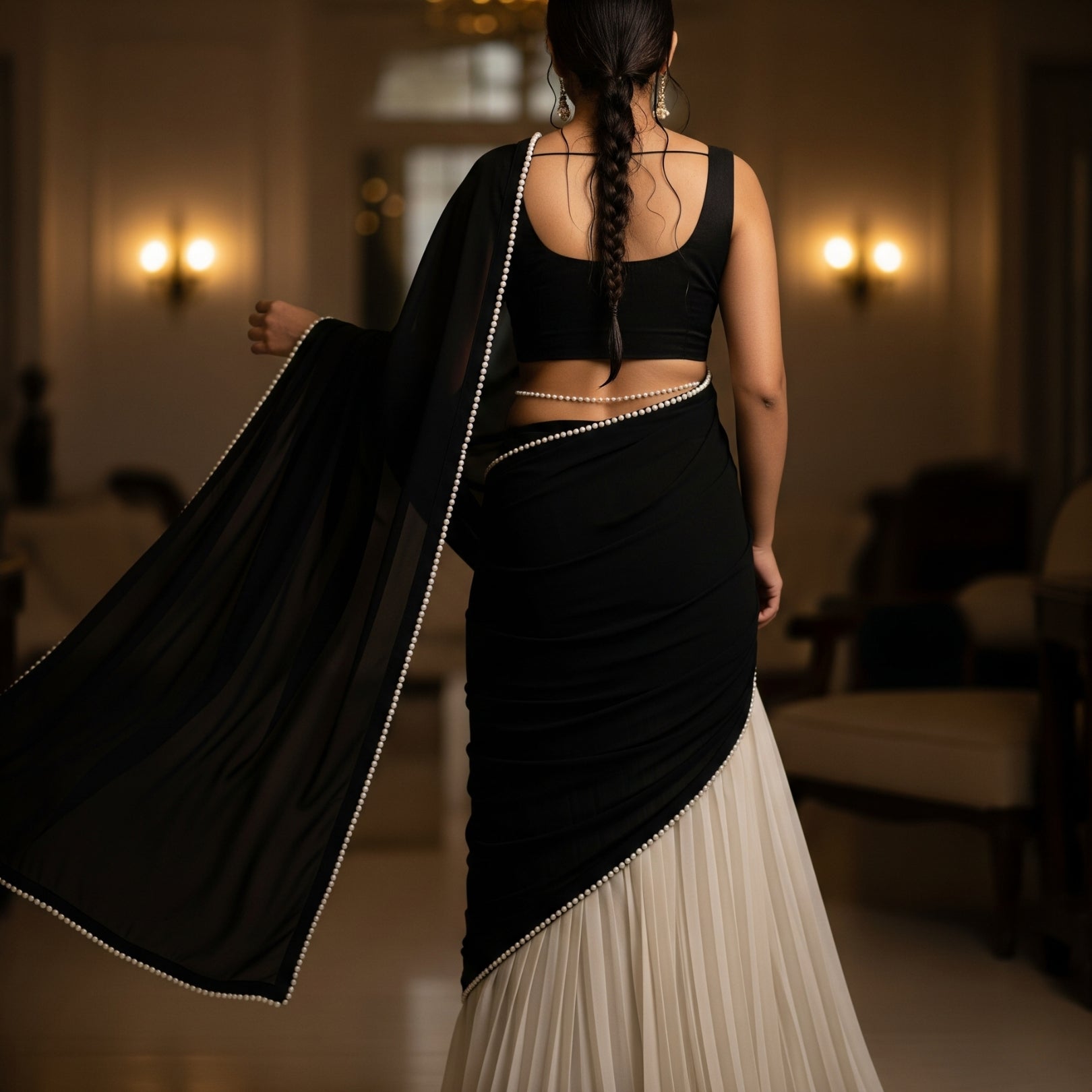 Pearl Black Dual-Tone After Dark Saree
