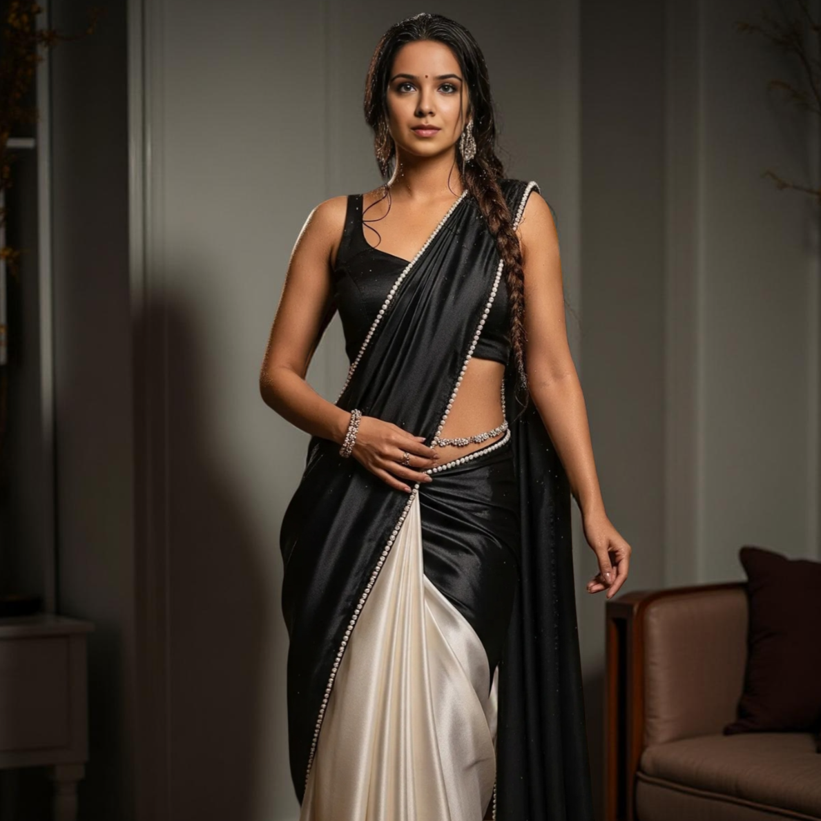Pearl Black Dual-Tone After Dark Saree
