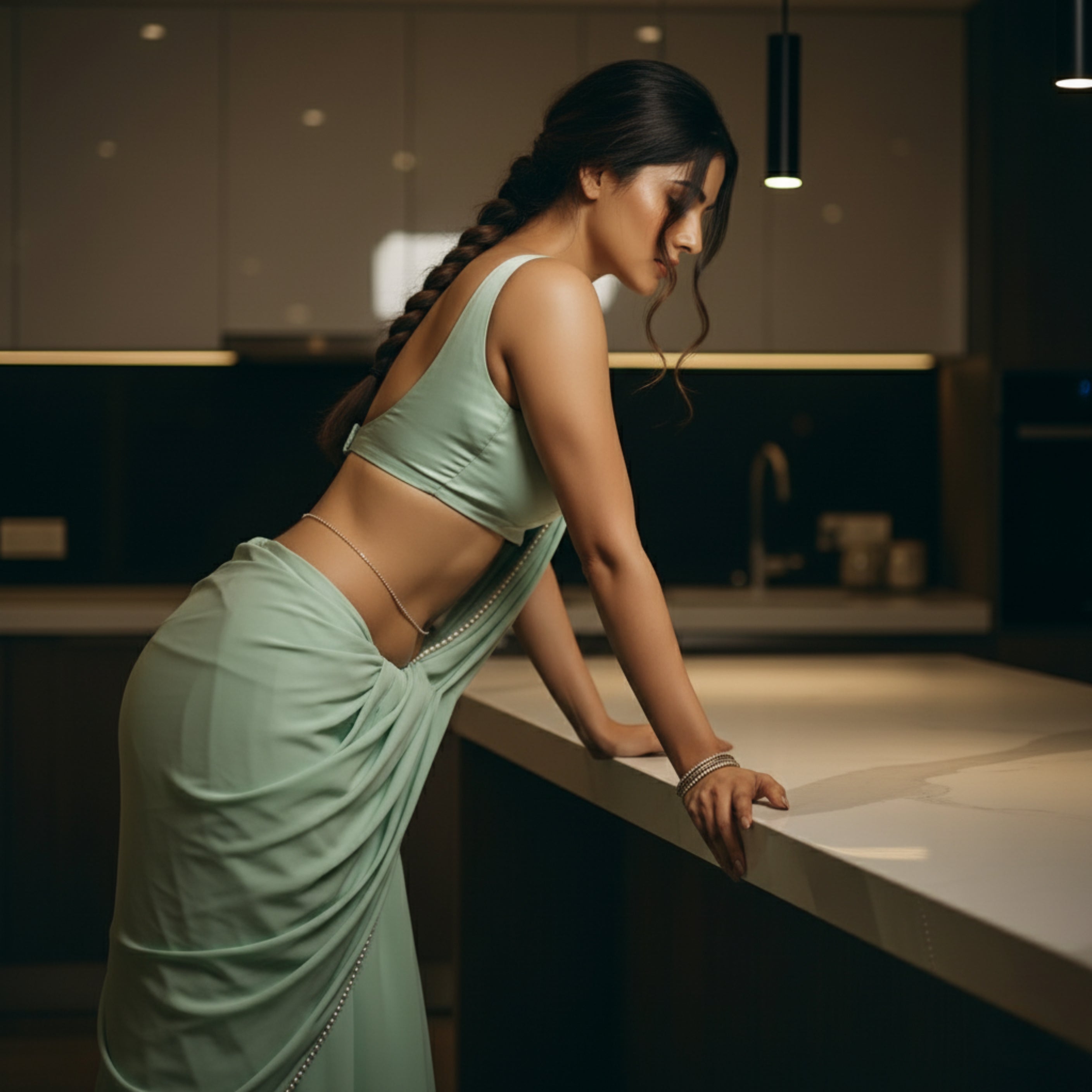 Ethereal Pearl After Dark Saree