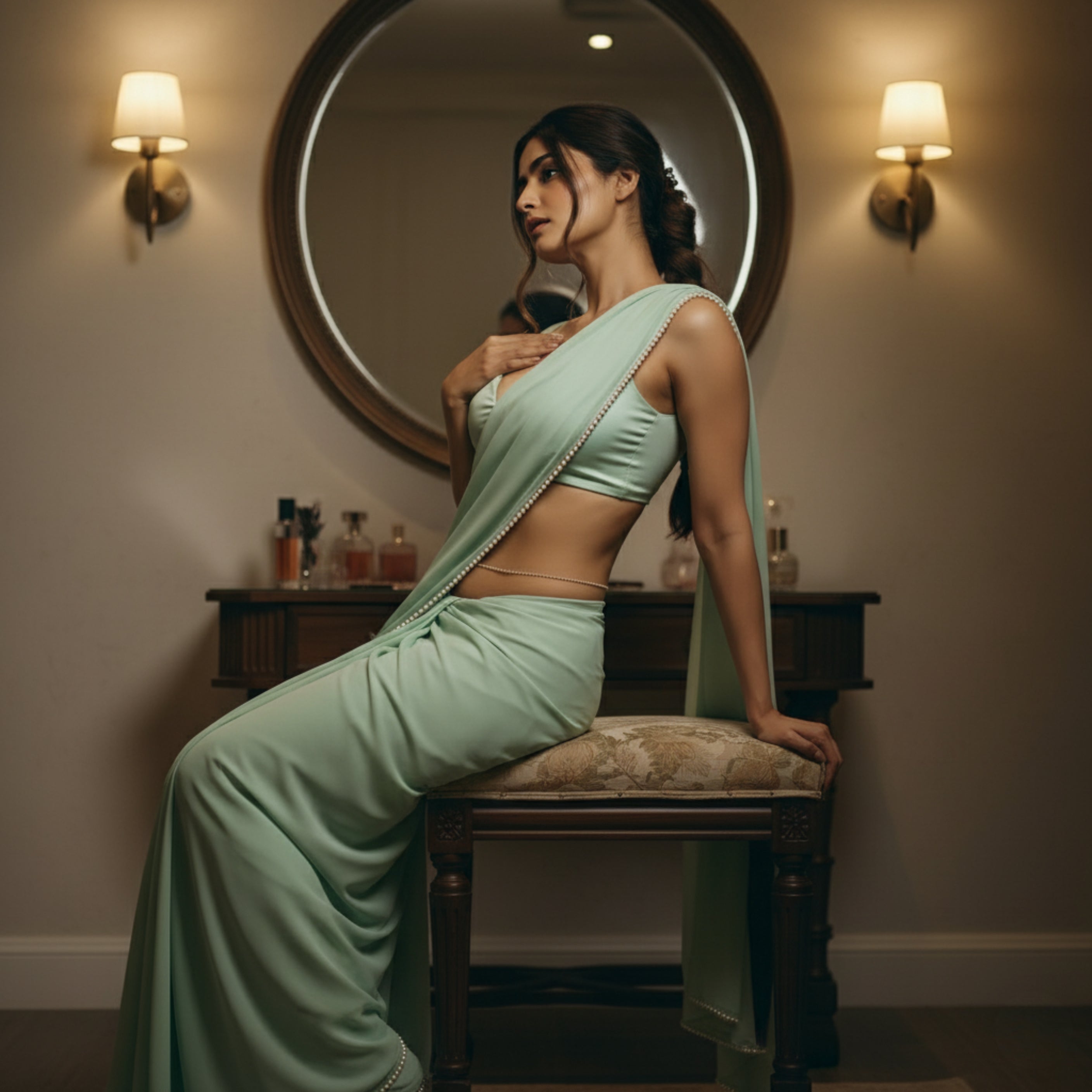 Ethereal Pearl After Dark Saree