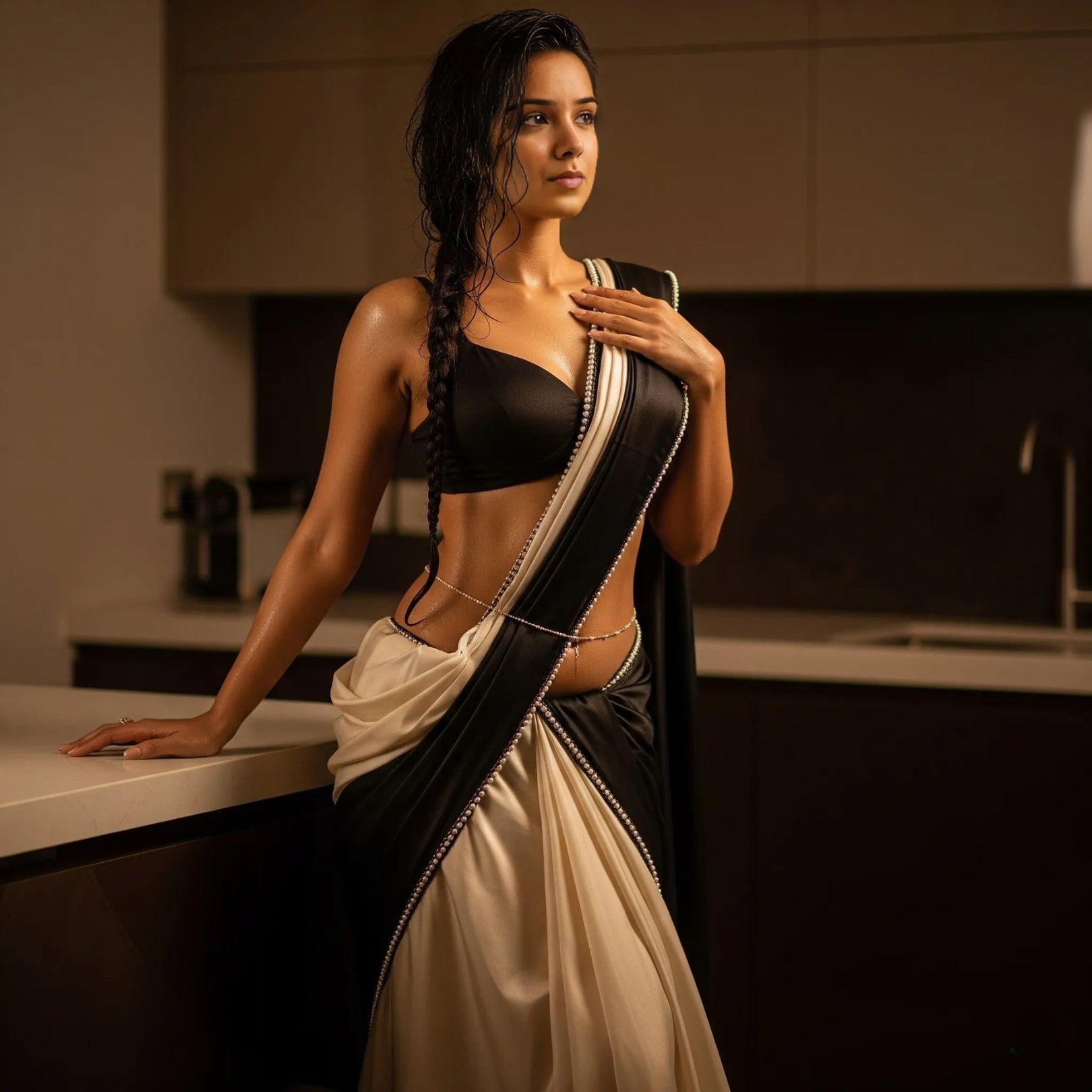 Pearl Black Dual-Tone After Dark Saree