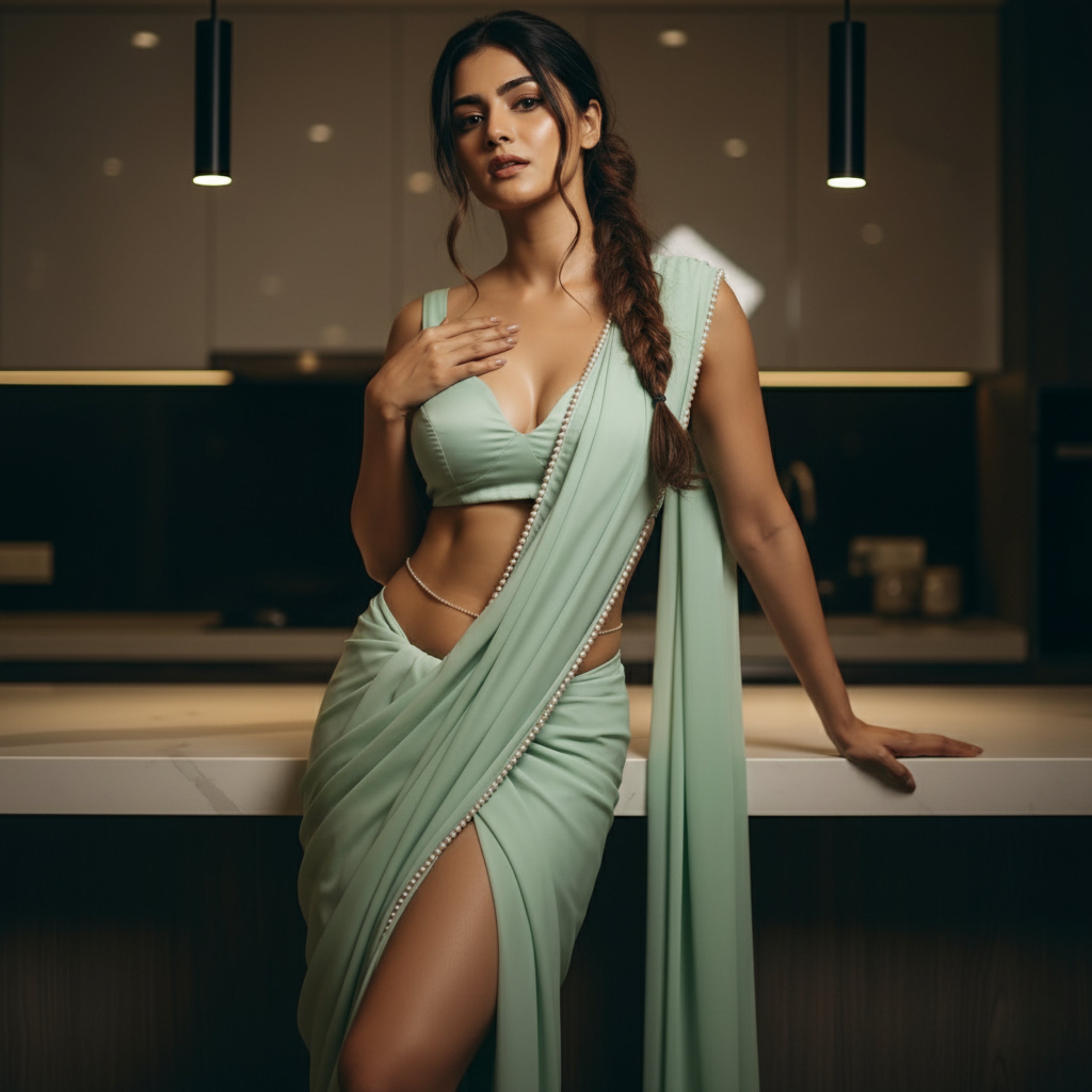 Ethereal Pearl After Dark Saree
