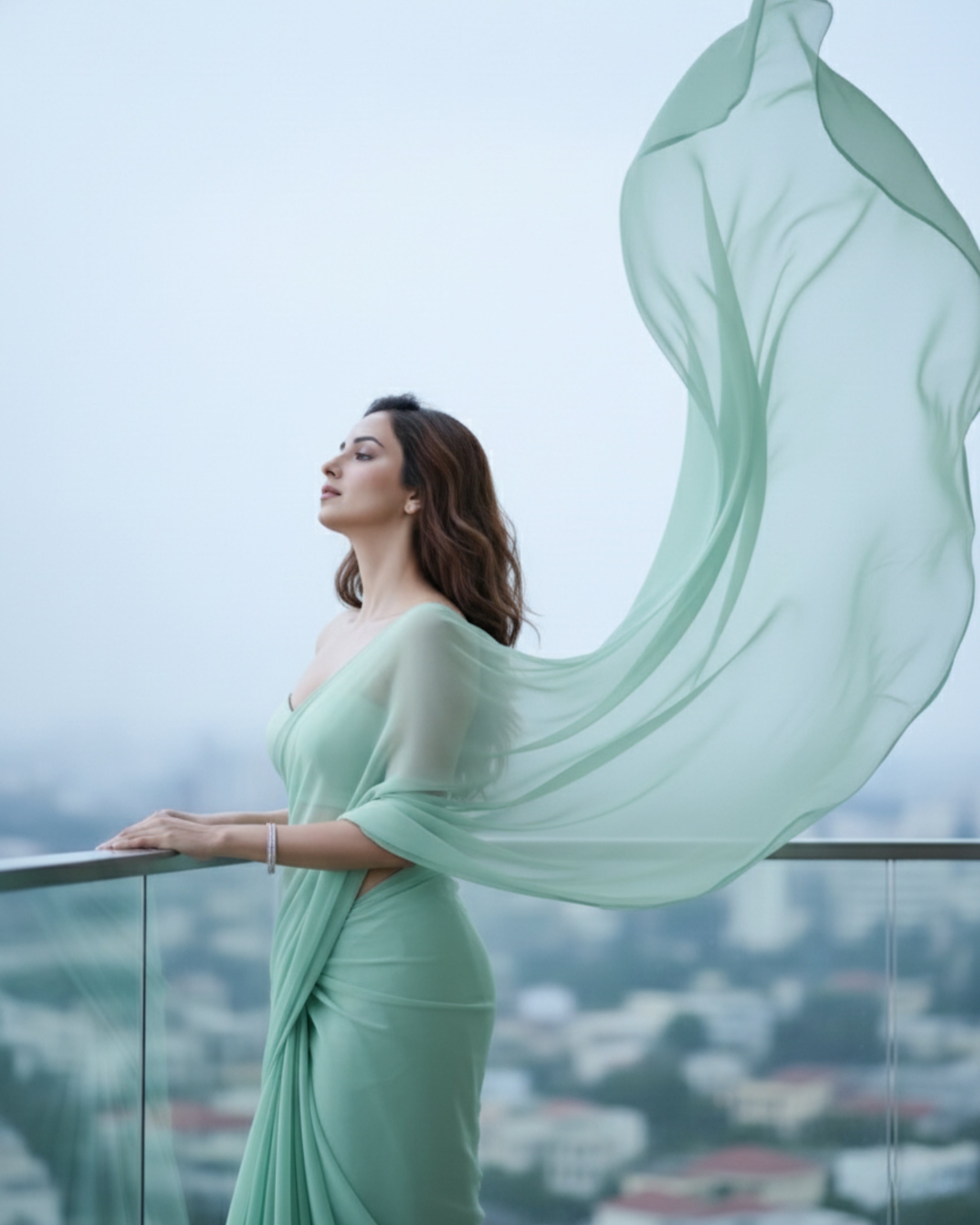 Celestial Mist Chiffon Saree