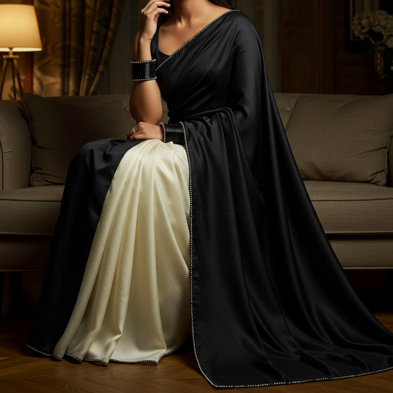 Pearl Black Dual-Tone After Dark Saree