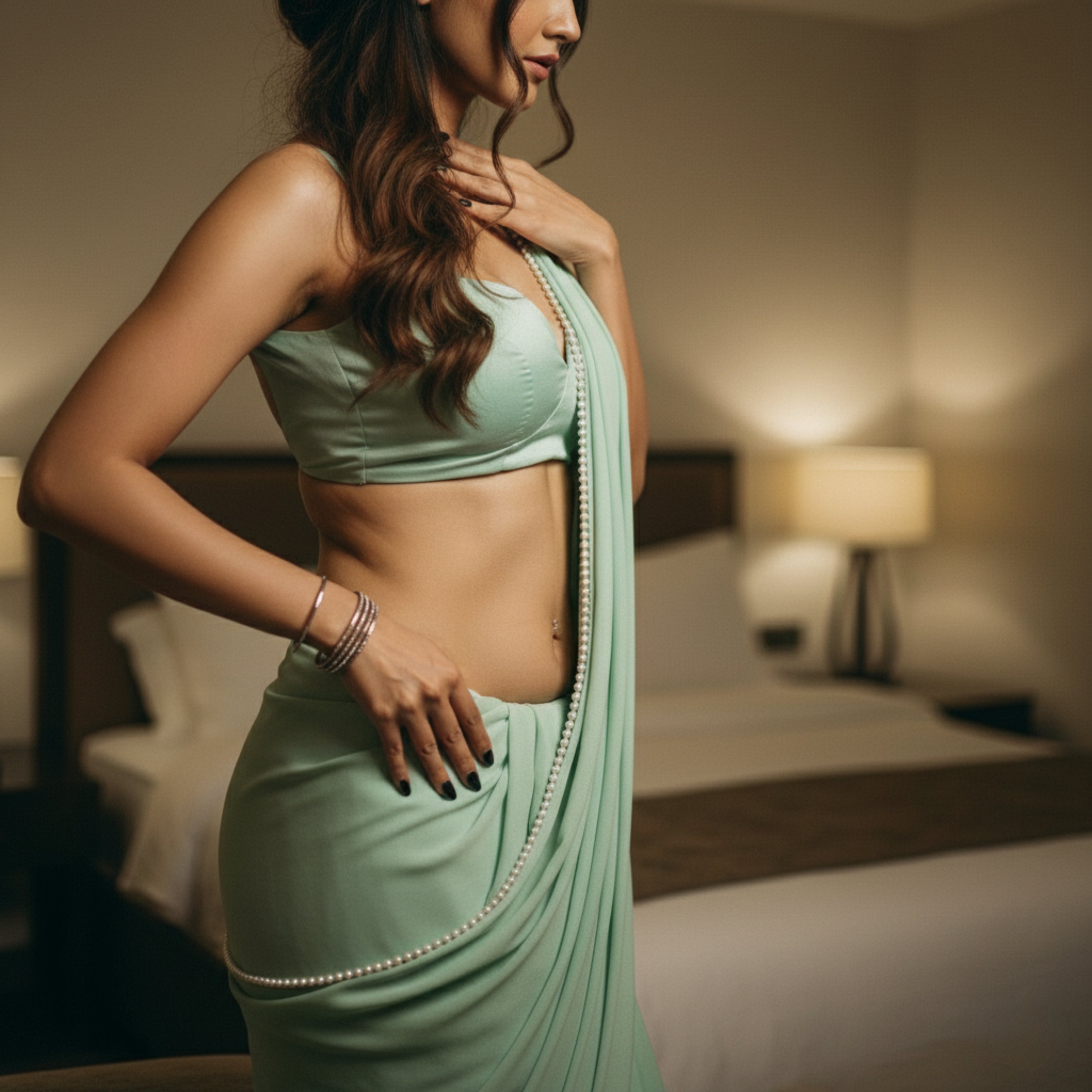Ethereal Pearl After Dark Saree