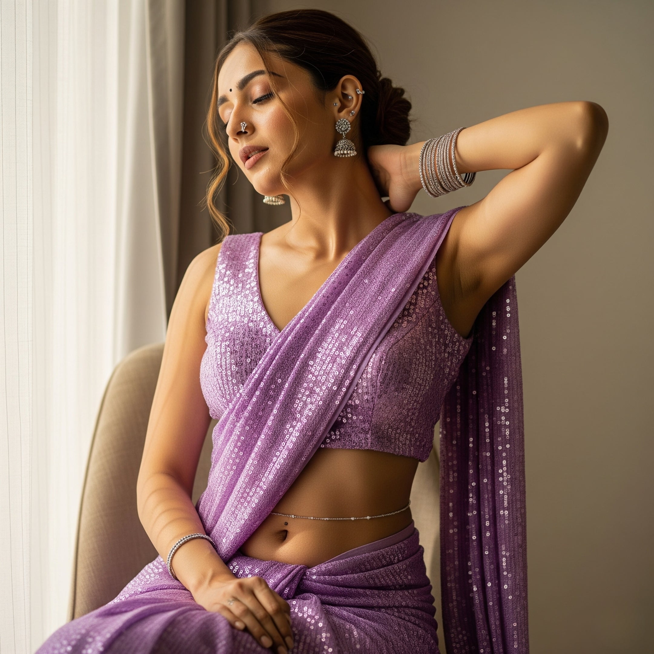 Twilight Tease Sequin After Dark Saree