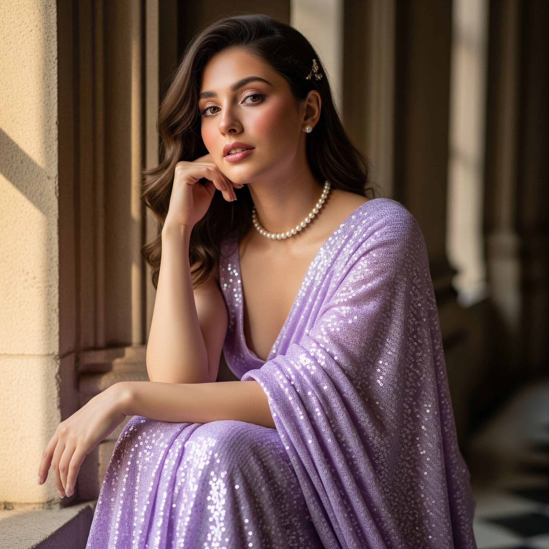 Twilight Tease Sequin After Dark Saree