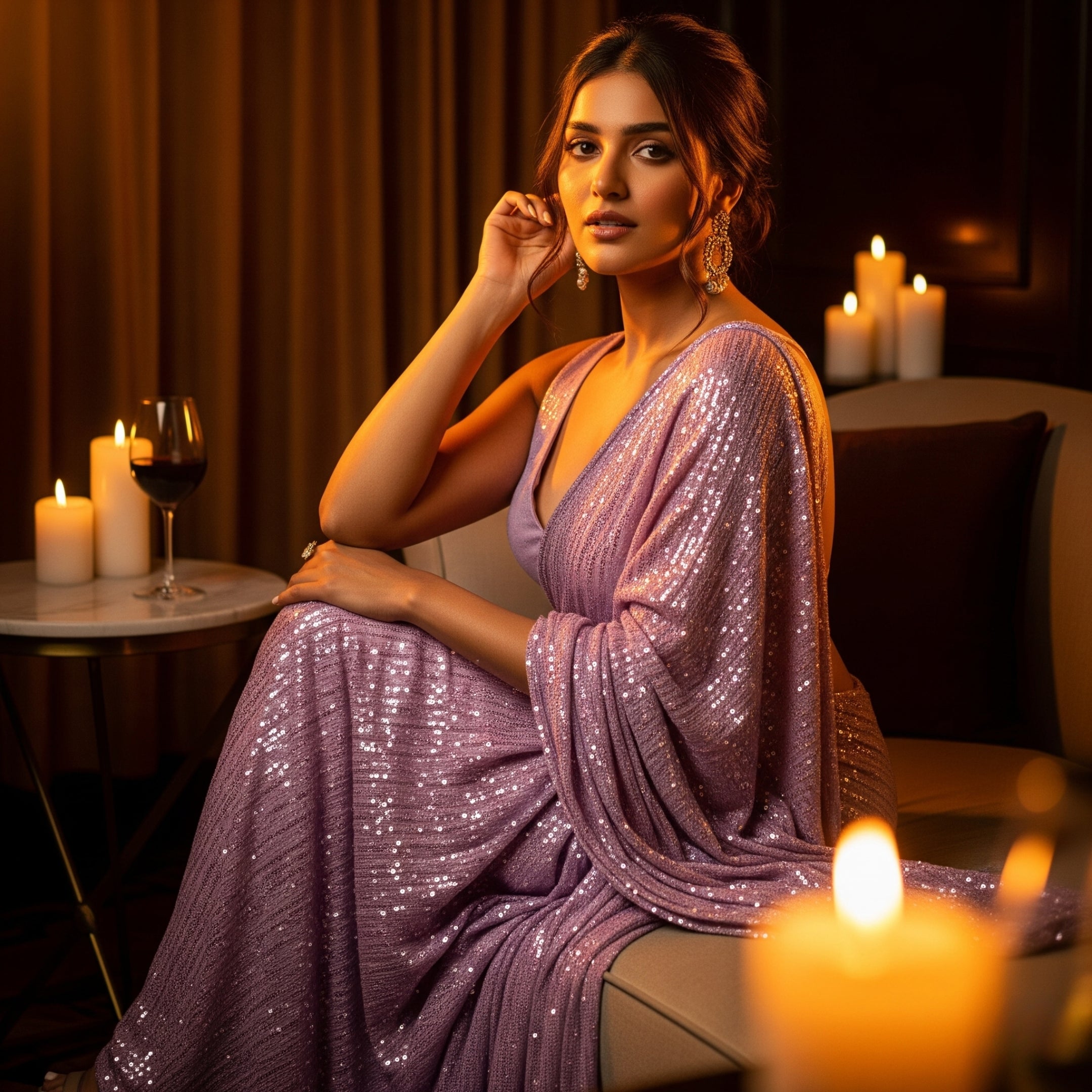 Twilight Tease Sequin After Dark Saree