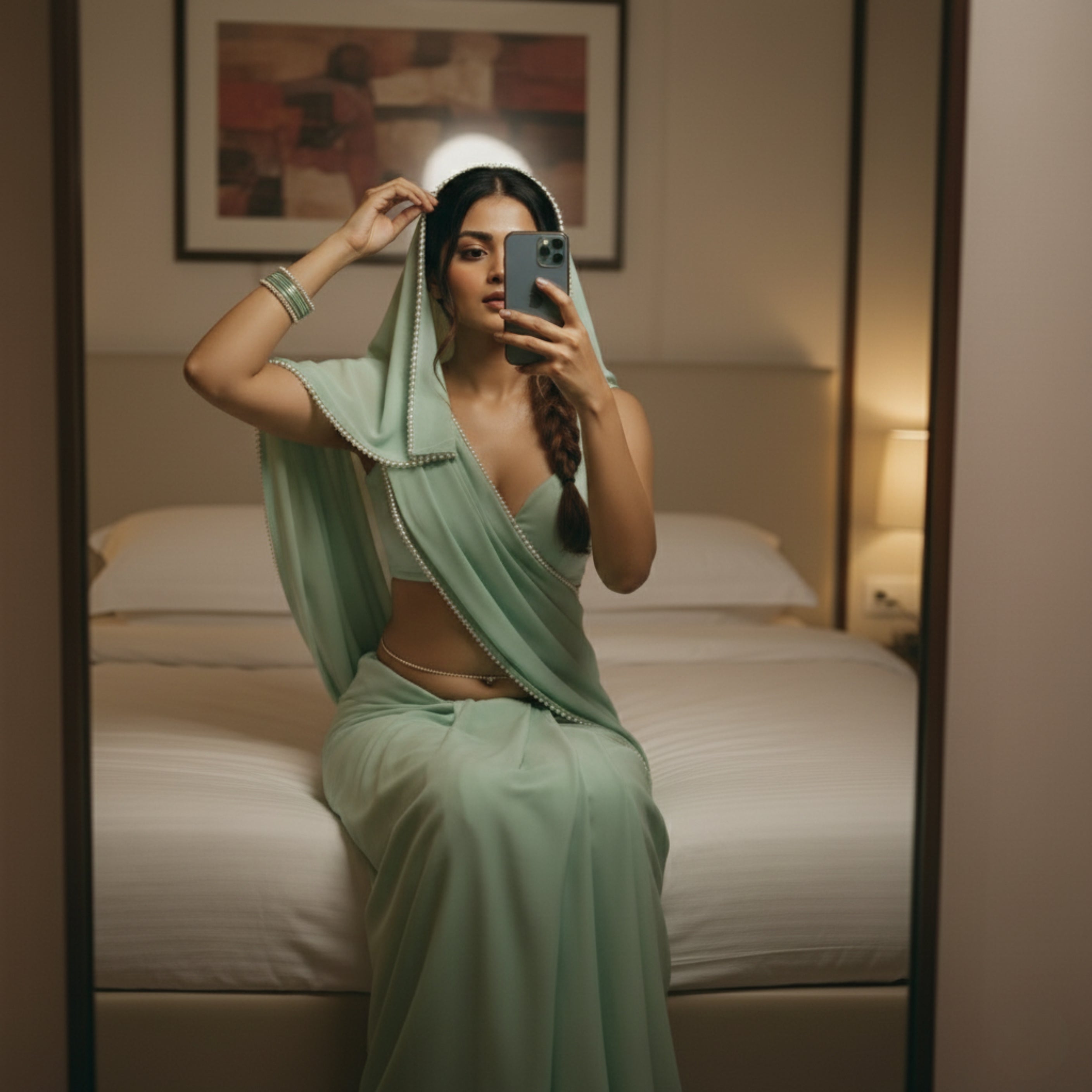 Ethereal Pearl After Dark Saree