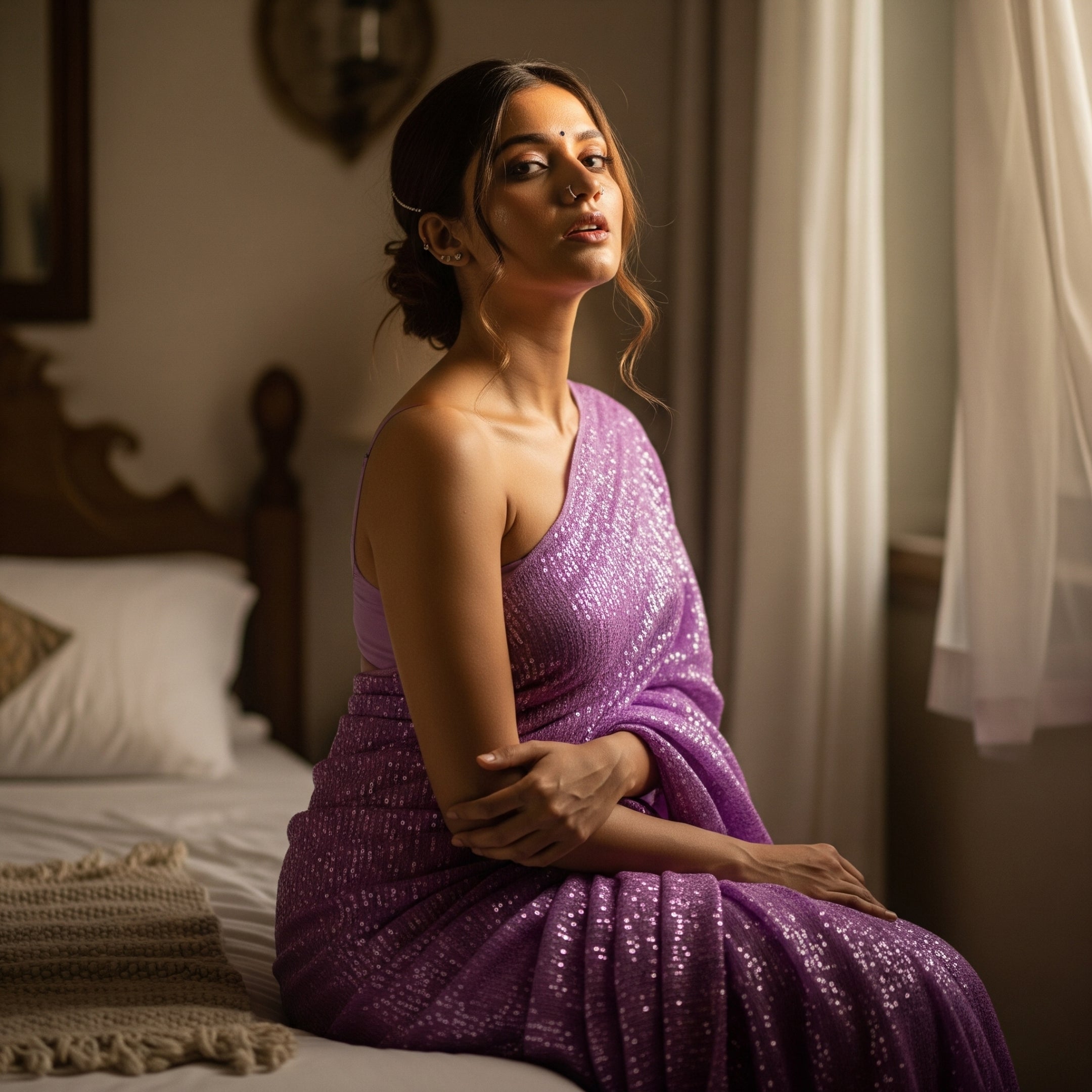 Twilight Tease Sequin After Dark Saree