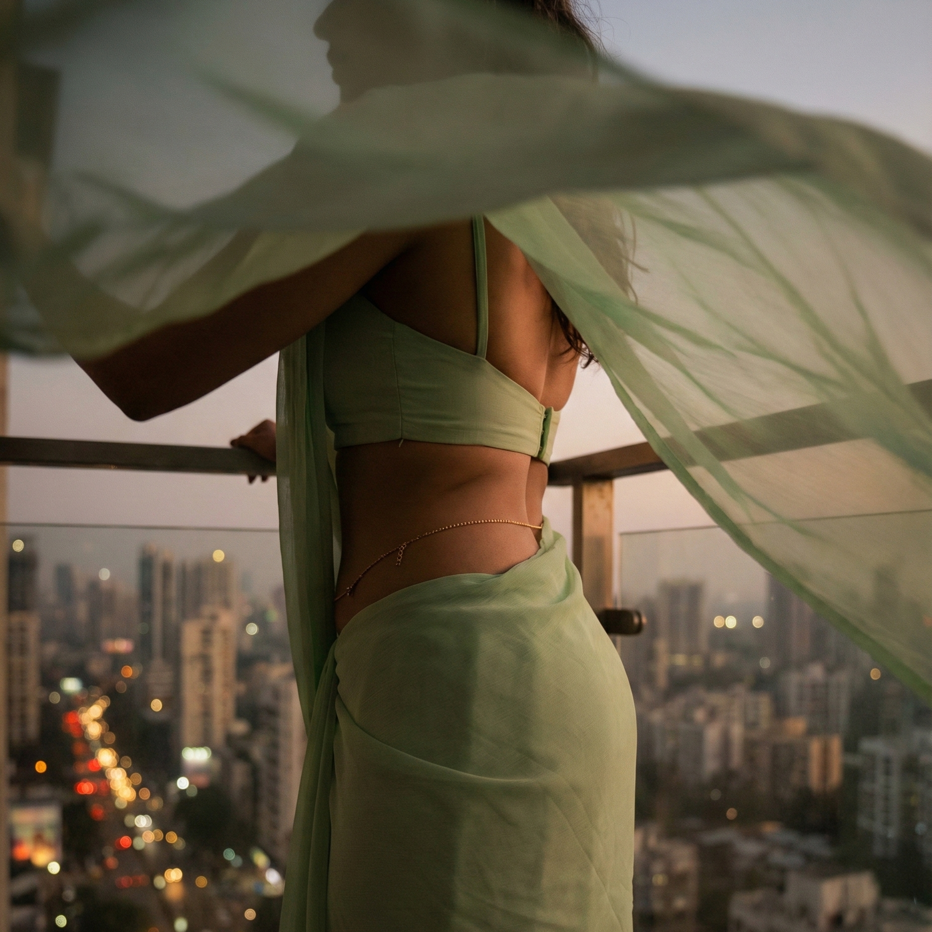 Authority of Fashion Celestial Mist – powder blue mint chiffon saree, ethereal drape for modern Indian women