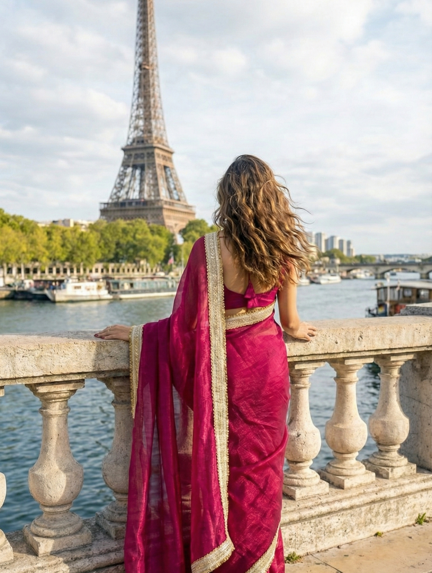 Imperial Rose Shimmer Chiffon Saree lifestyle – rose pink shimmer drape for modern Indian women