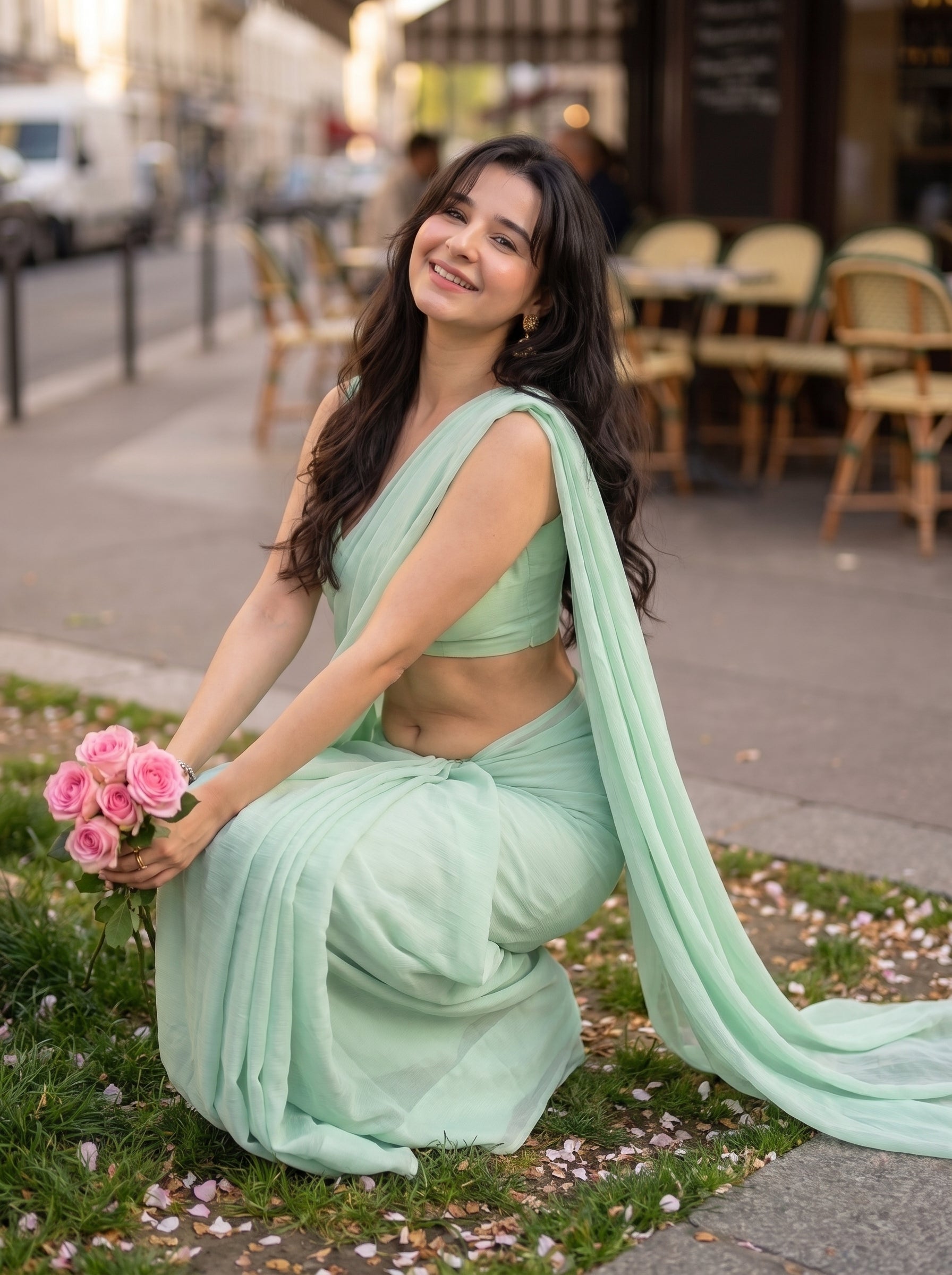 Celestial Mist Chiffon Saree