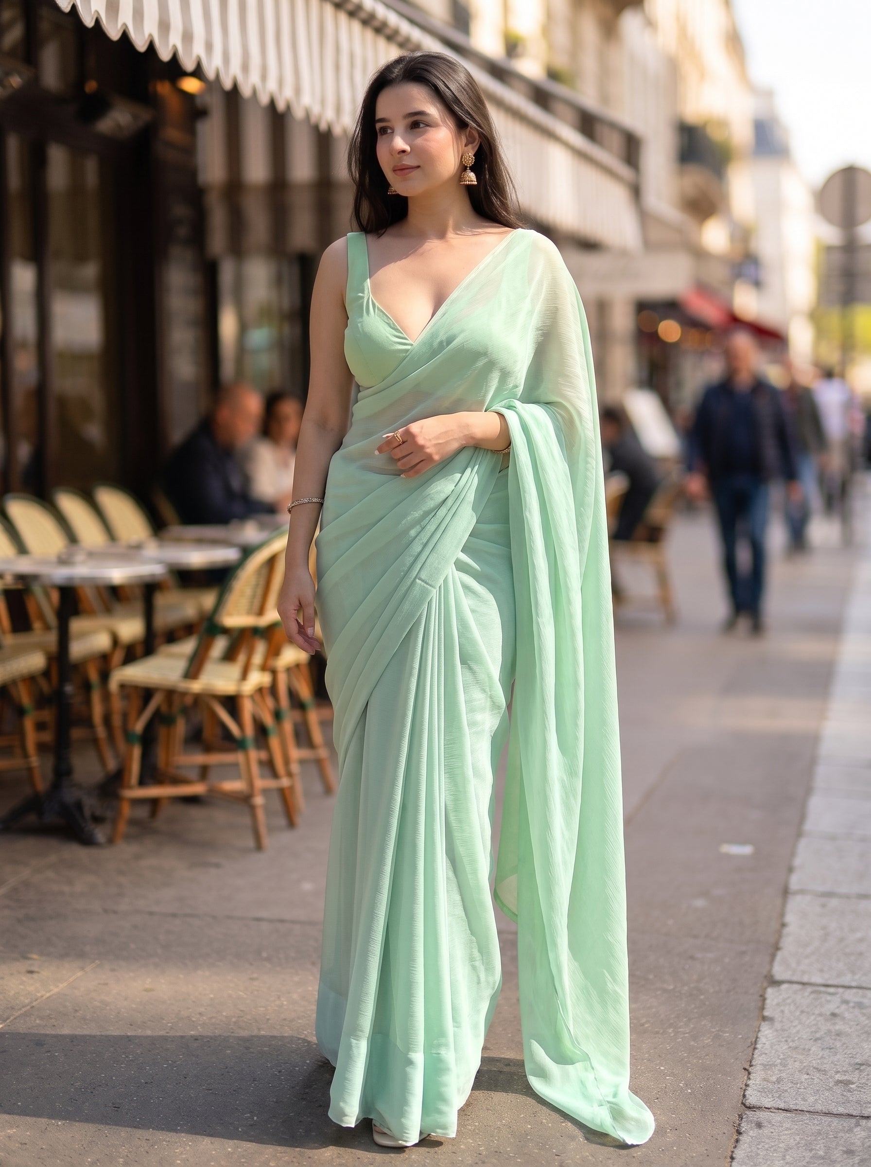 Celestial Mist Chiffon Saree