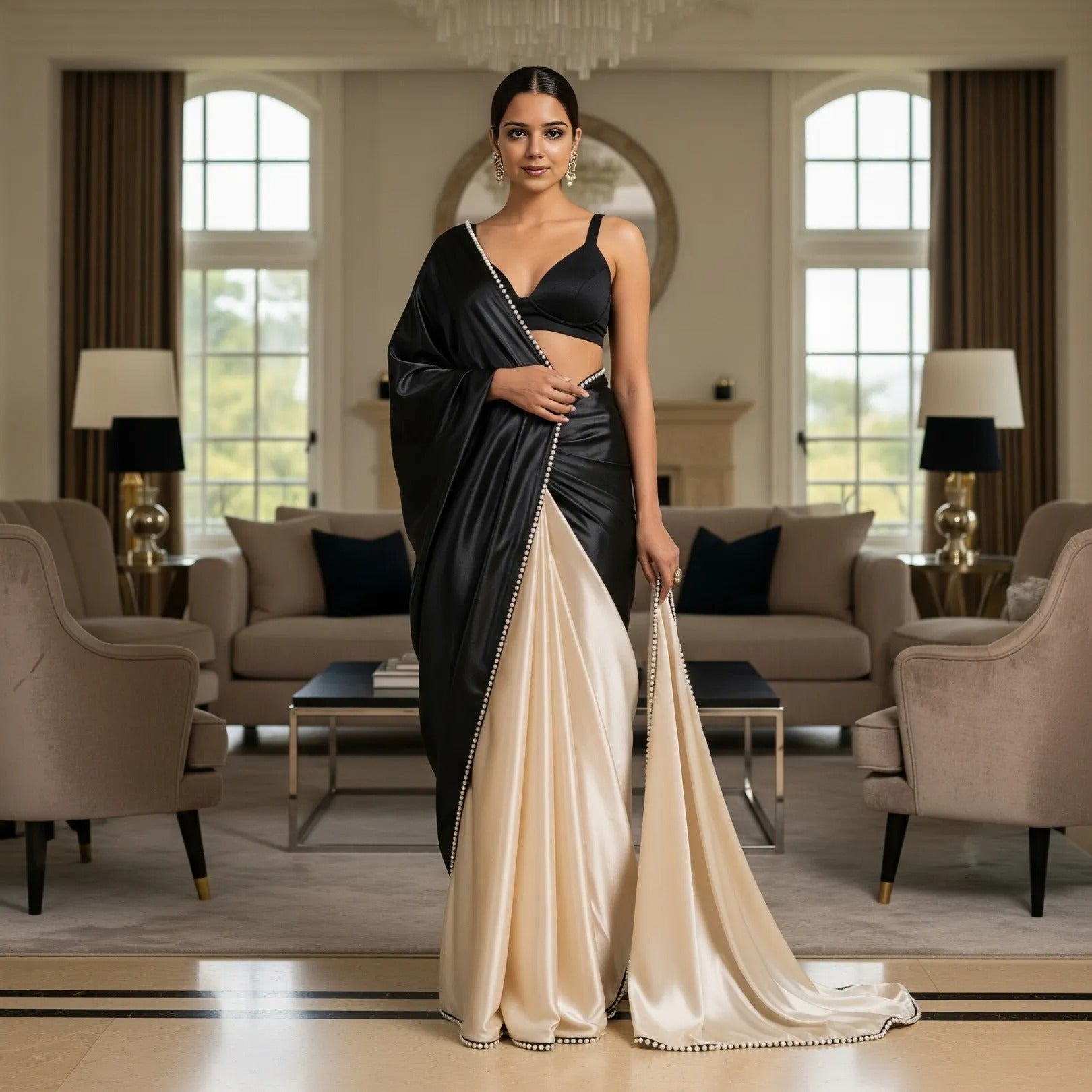 Pearl Black Dual-Tone After Dark Saree