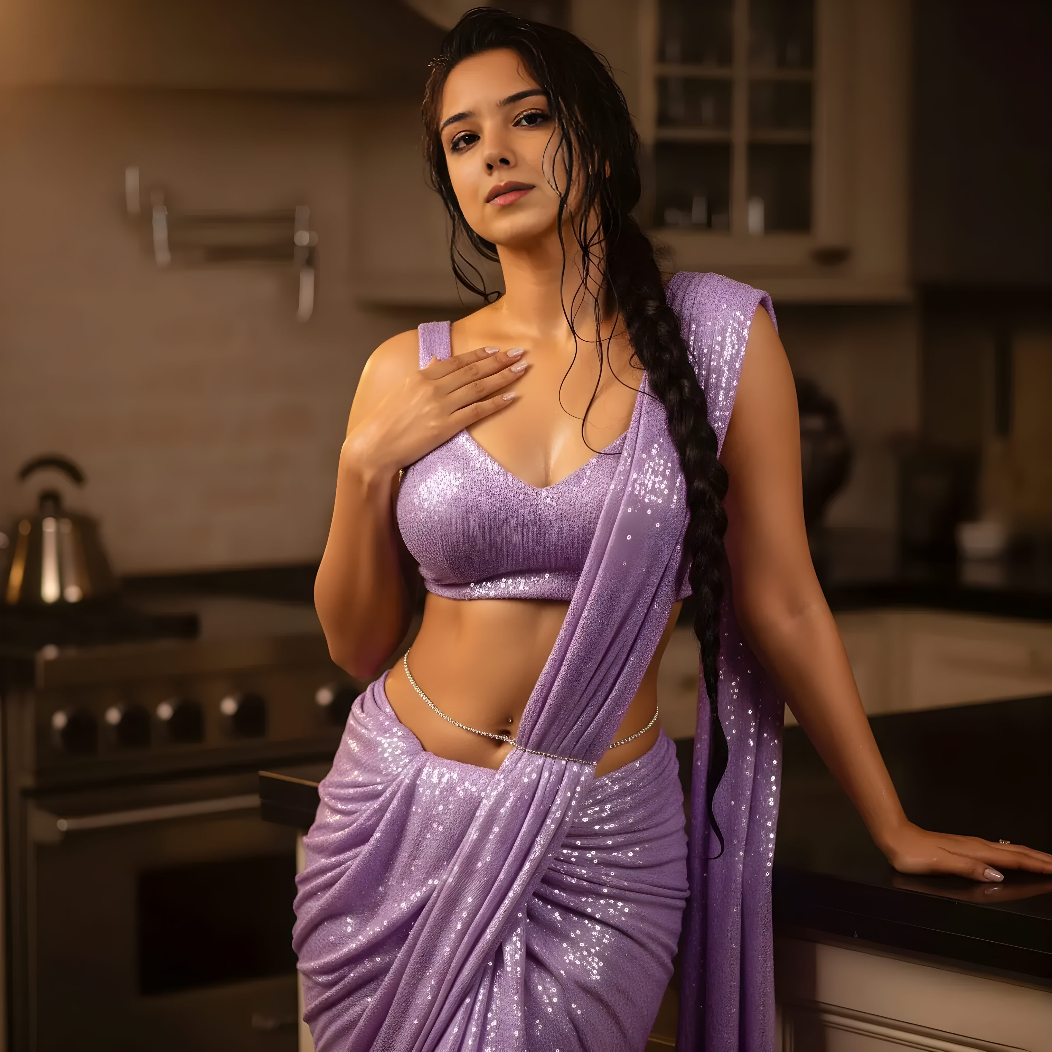 Twilight Tease Sequin After Dark Saree