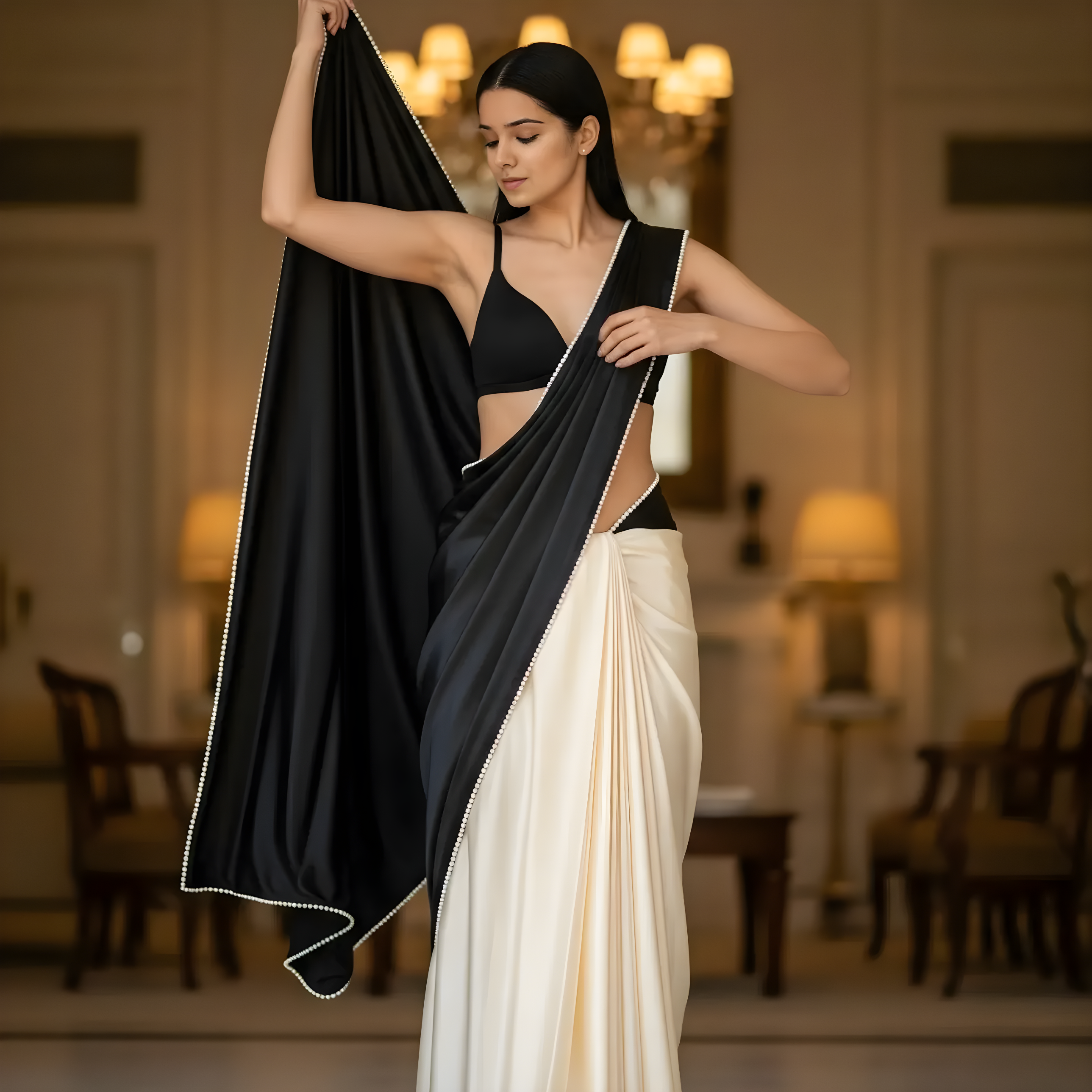 Pearl Black Dual-Tone After Dark Saree