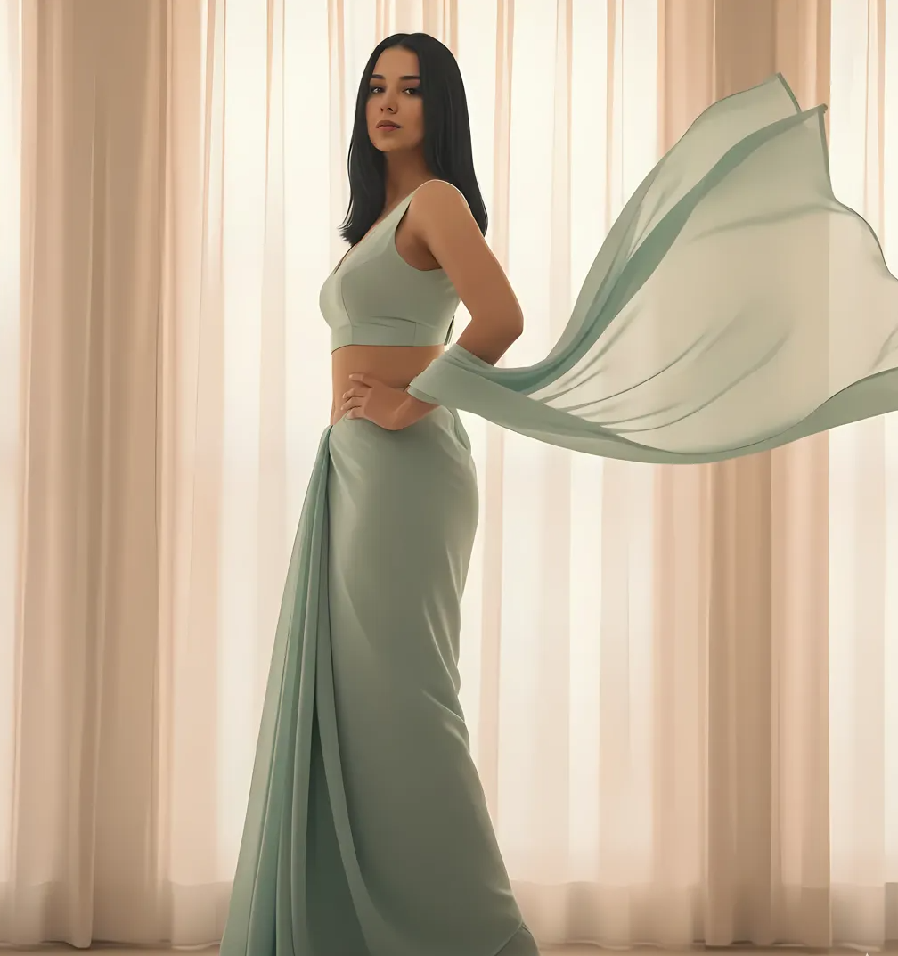Celestial Mist Chiffon Saree