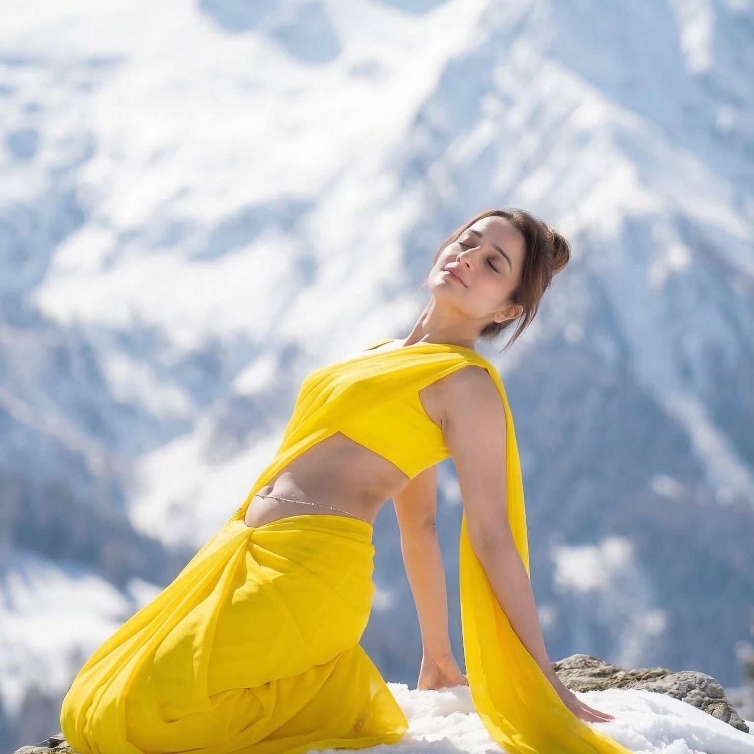 Amber Breath Chiffon Saree by Authority of Fashion – yellow lightweight chiffon saree for special evenings