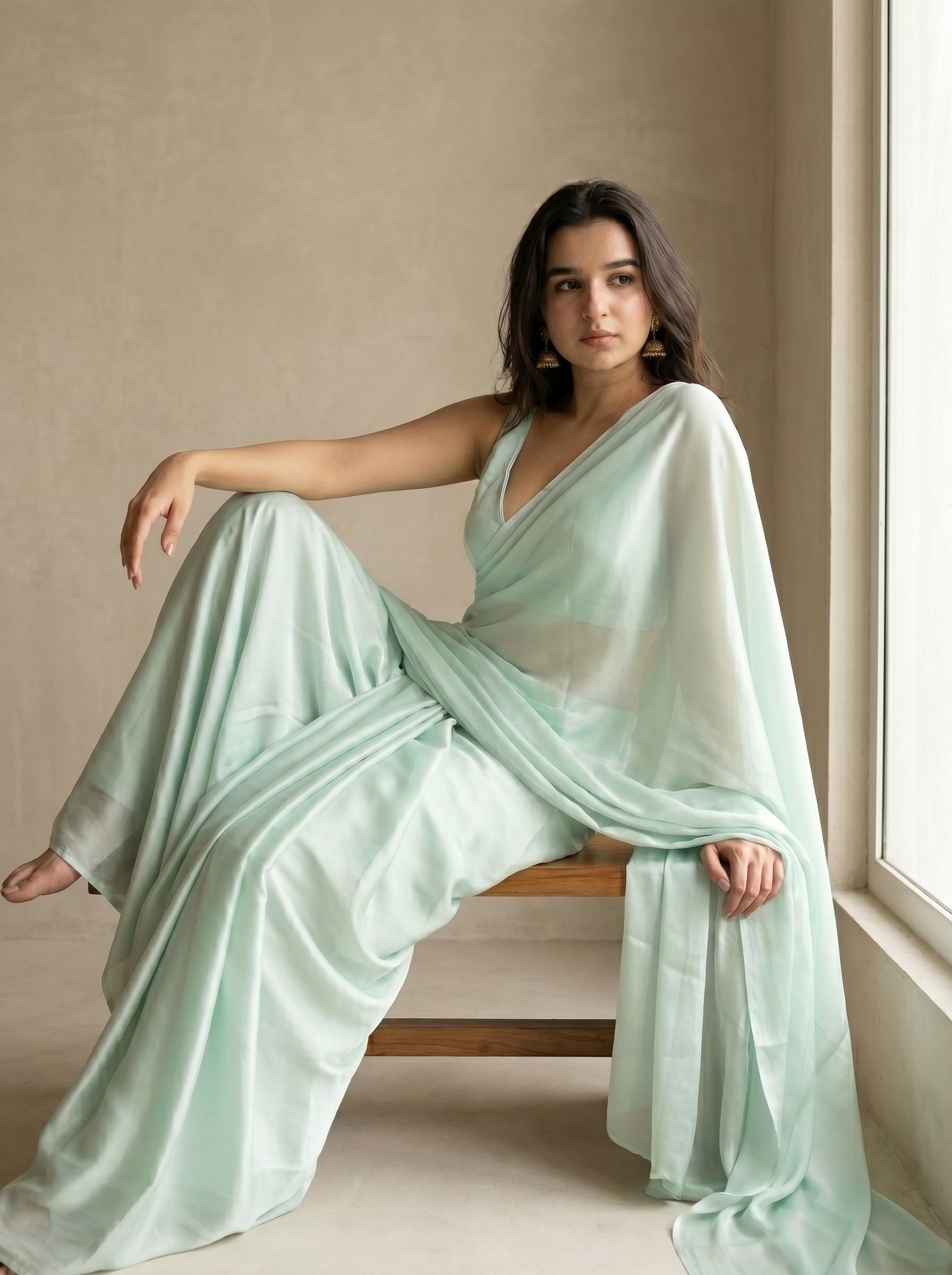 Celestial Mist Chiffon Saree