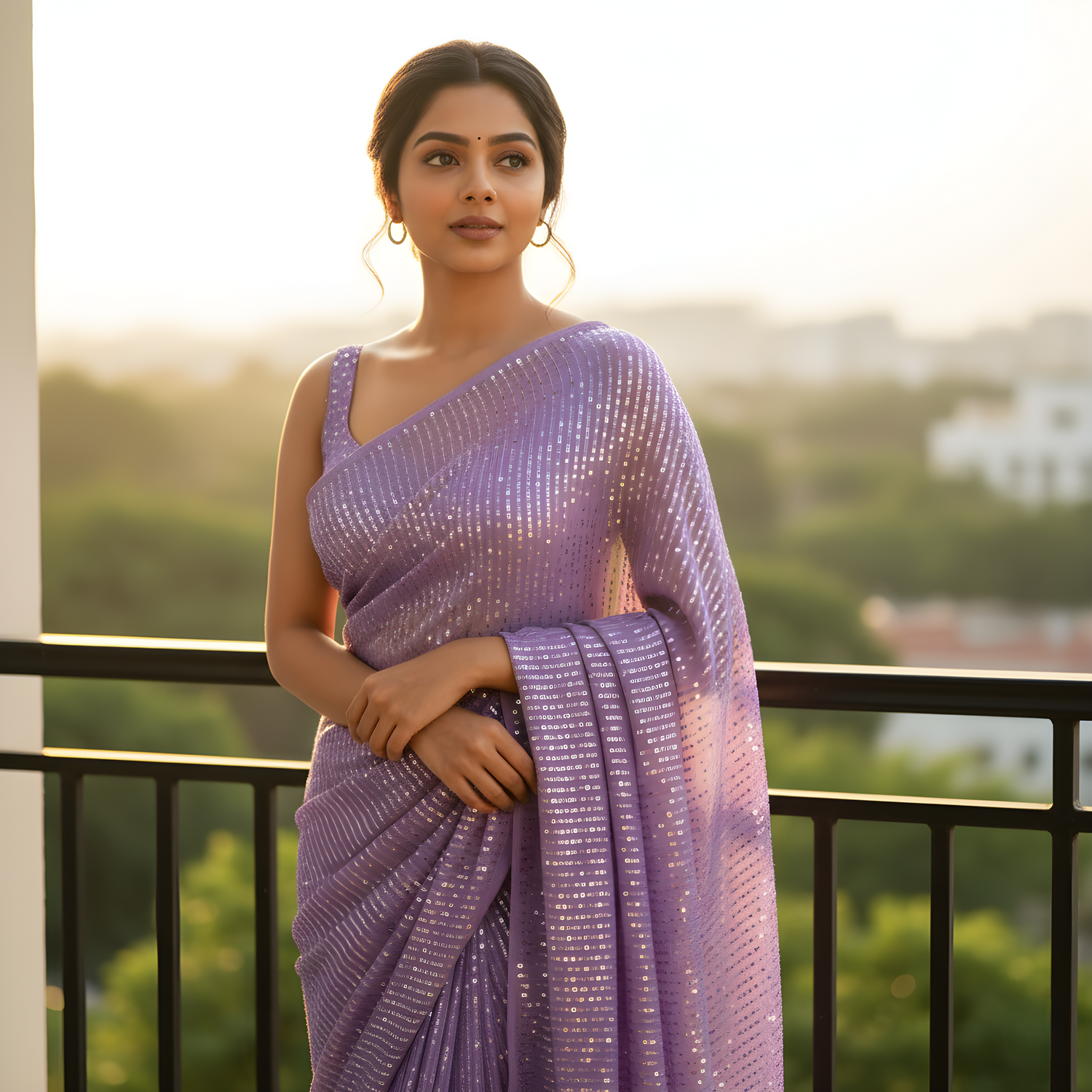 Twilight Tease Sequin After Dark Saree