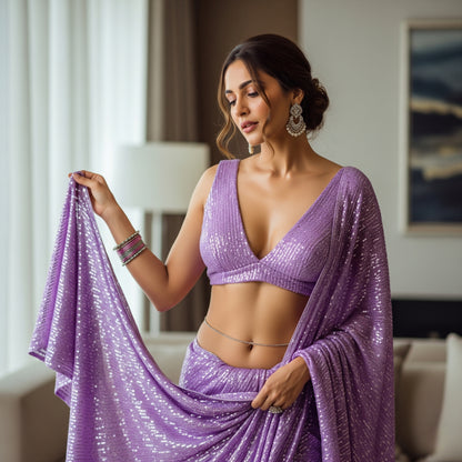 Twilight Tease Sequin After Dark Saree