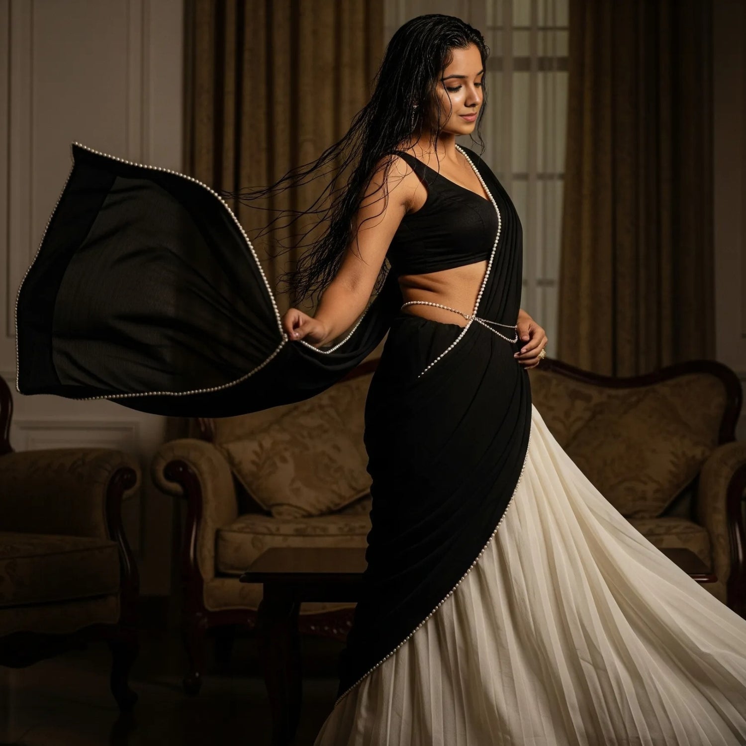 Pearl Black Dual-Tone After Dark Saree