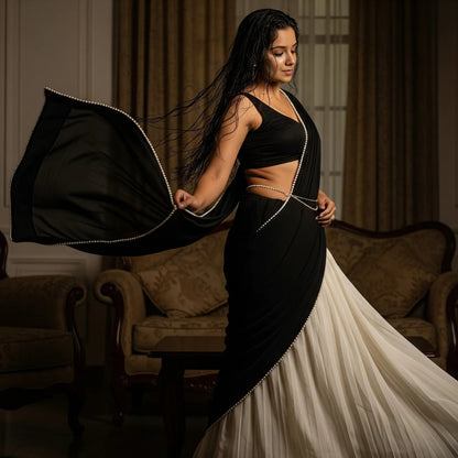 Pearl Black Dual-Tone After Dark Saree
