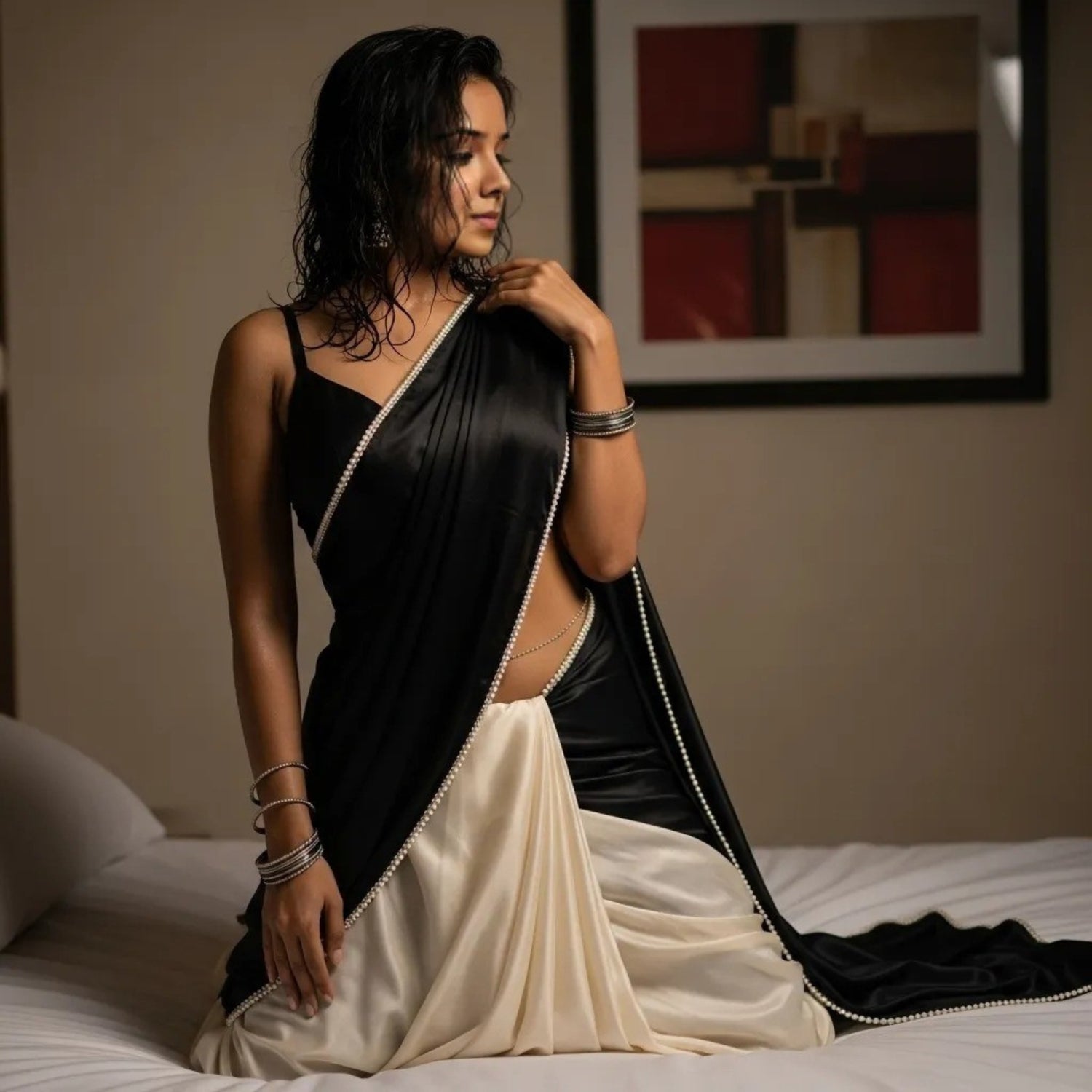 Pearl Black Dual-Tone After Dark Saree