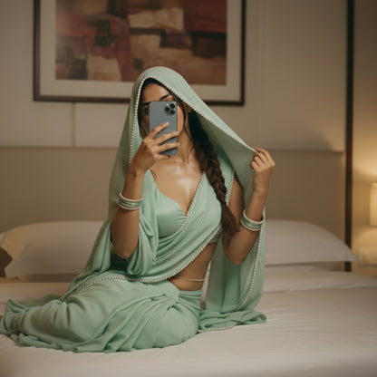 Ethereal Pearl After Dark Saree