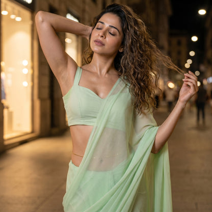 Celestial Mist Chiffon Saree