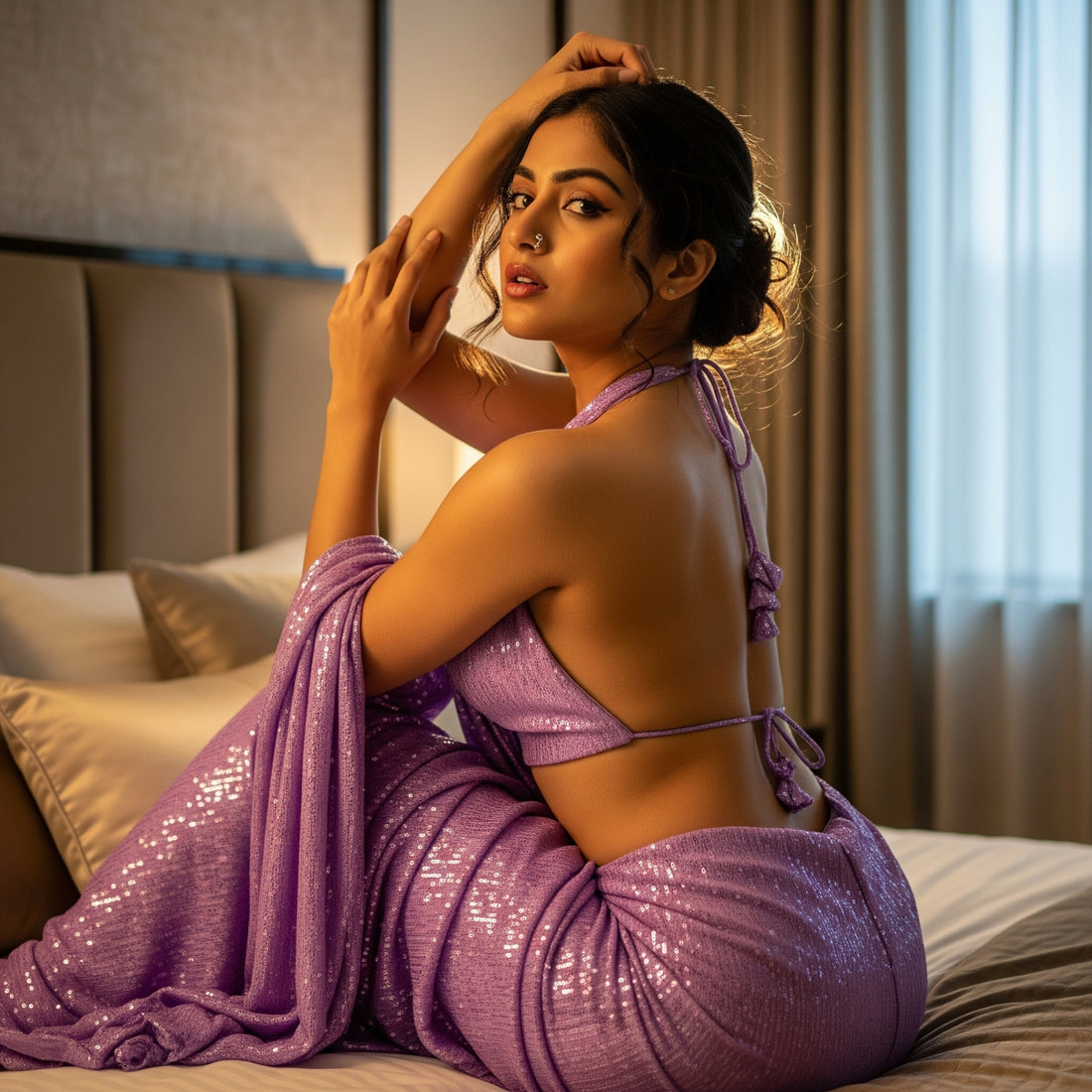 Twilight Tease Sequin After Dark Saree