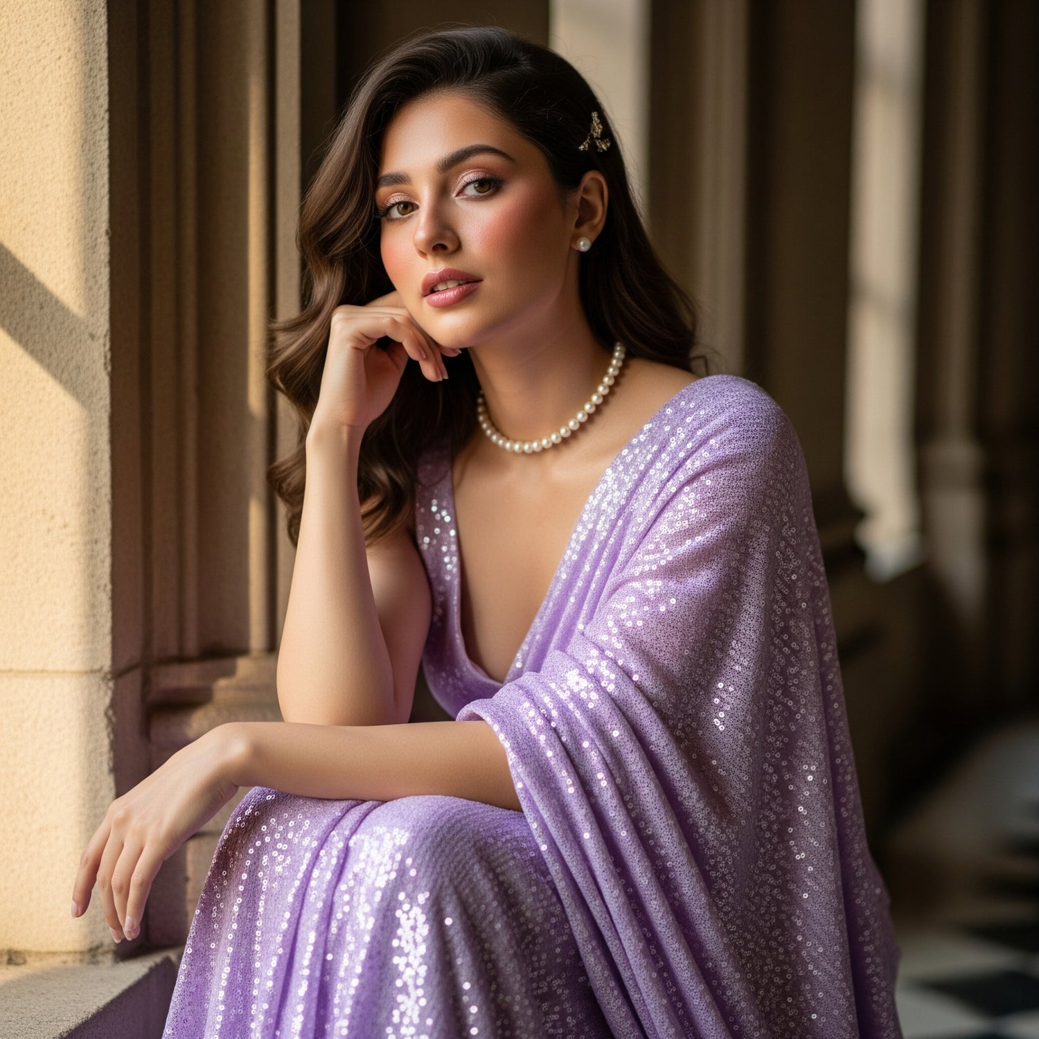 Twilight Tease Sequin After Dark Saree