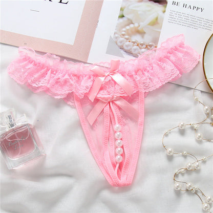 Lustrous Pearl-Accent Thong Authority of fashion