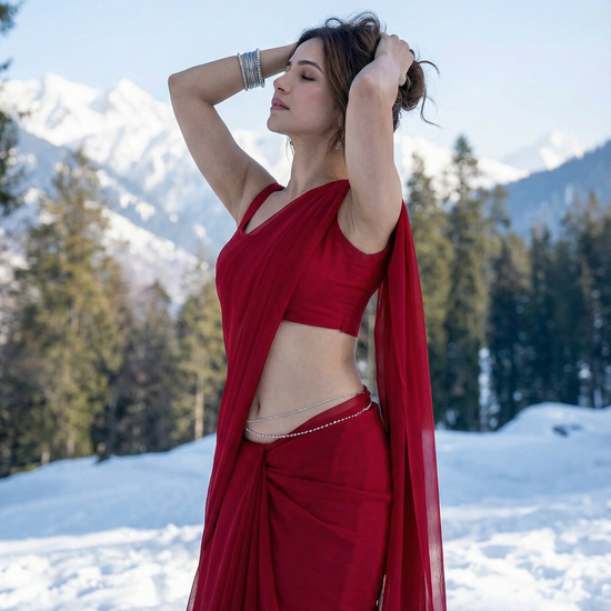 Scarlet Crimson Chiffon Saree by Authority of Fashion – bold red chiffon saree for desire and drama