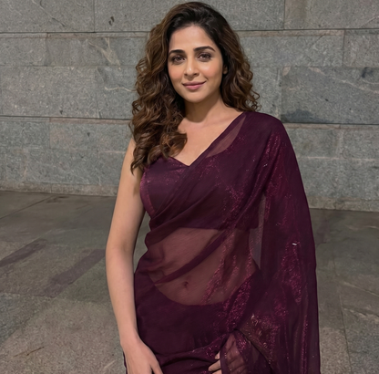 Midnight Merlot After Dark Saree with Belly Chain
