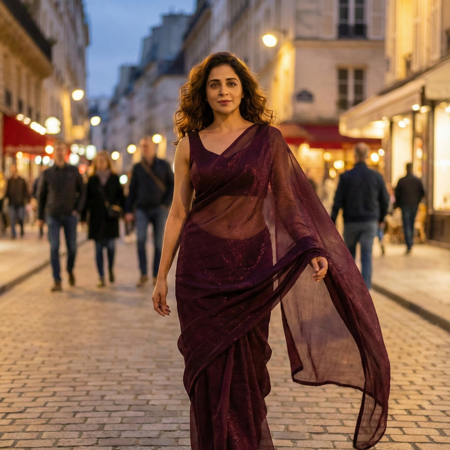 Mystic Plum After Dark saree for modern Indian women – plum wine star georgette, rich and seductive