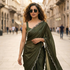 Verdant Grace After Dark Saree by Authority of Fashion – deep green royal crepe for luxury evenings