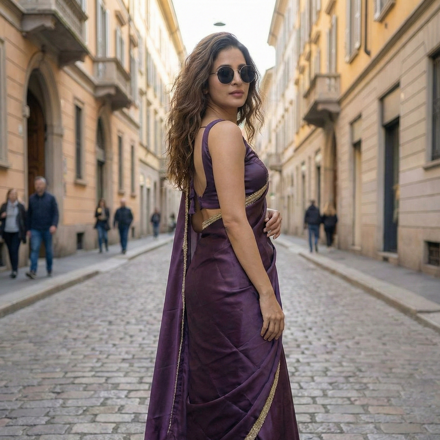 Lilac Drift After Dark Saree close-up – soft lilac fabric where softness becomes your strongest statement